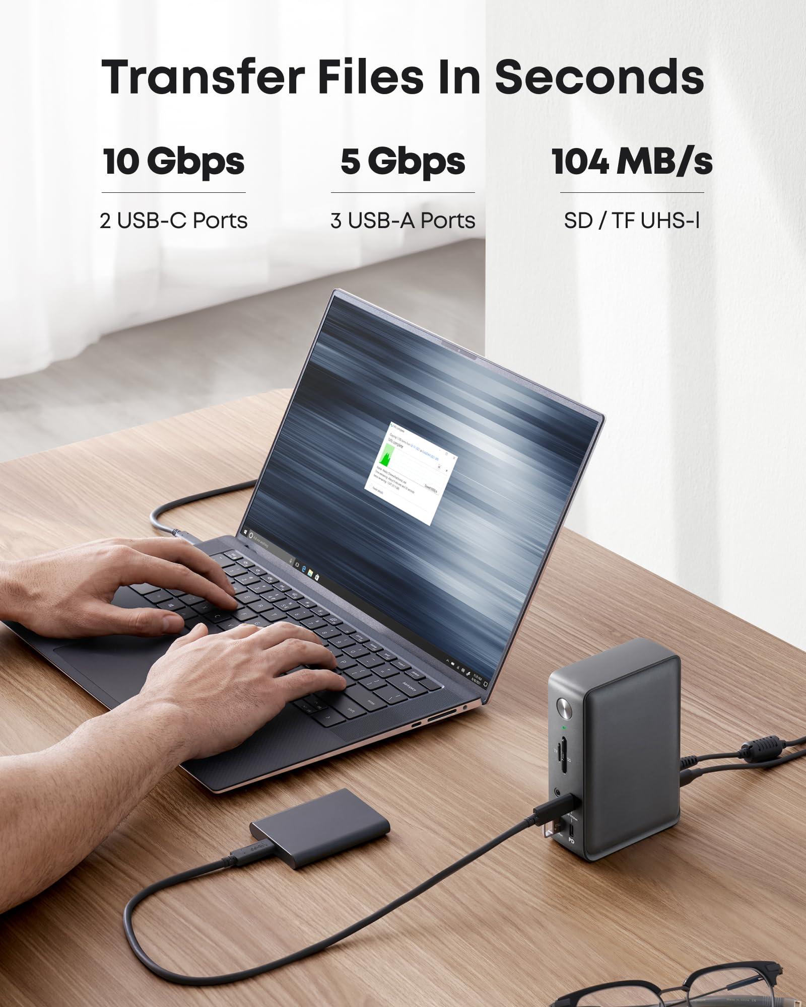 Anker Laptop Docking Station, 13-in-1 USB-C Docking Station, Triple Display with 2 x 4K HDMI and 1 x DP, 85W Charging for Laptop, 10 Gbps USB-C and 5 Gbps USB-A Data, Ethernet, Audio, SD - Image 6