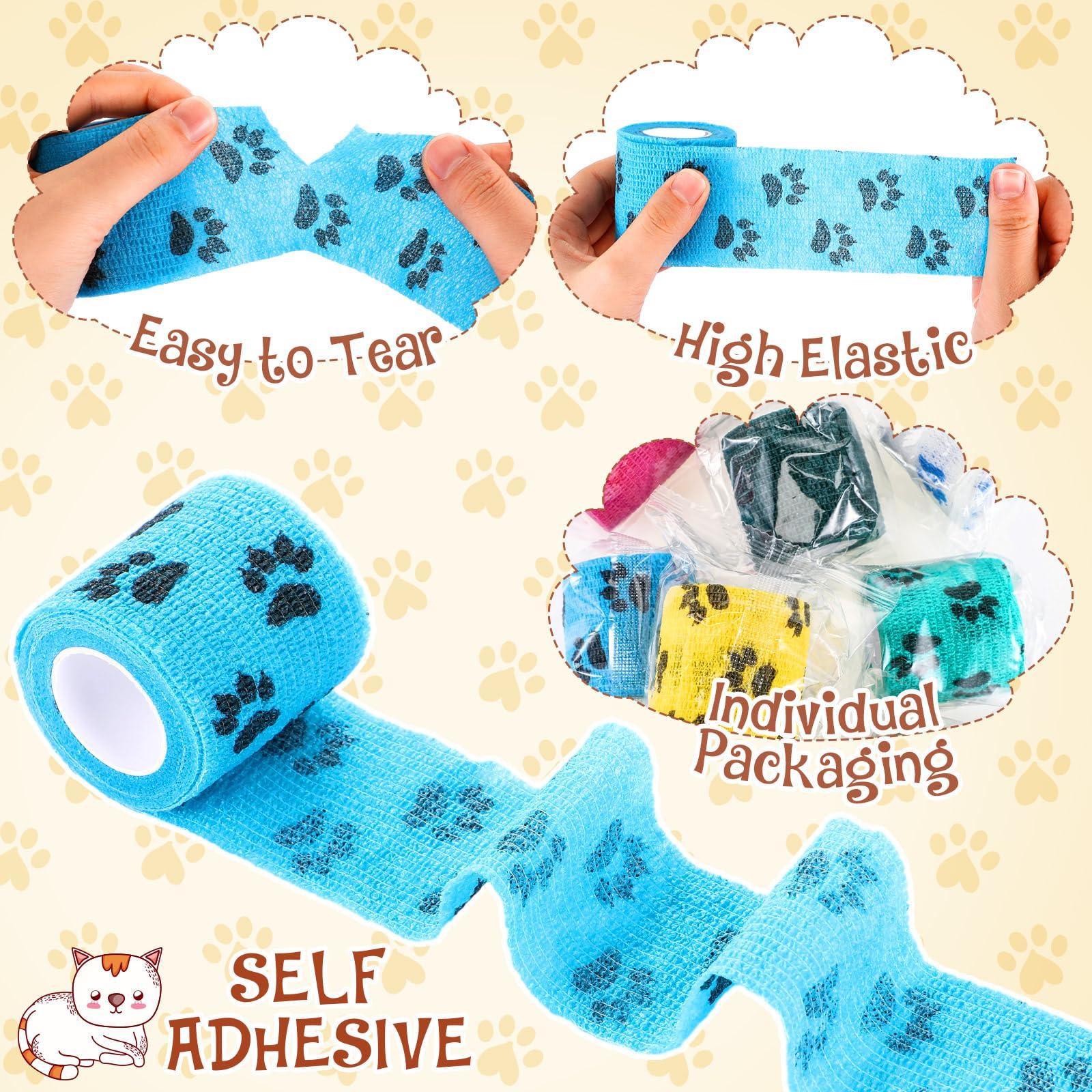 Threlaco 8 Rolls Dog Self Adhesive Bandage Wrap Pet Bandage Bitter Vet Wrap Non Woven Tape for Dog Pet Cat Horses Birds Animals, 8 Colors - Image 4