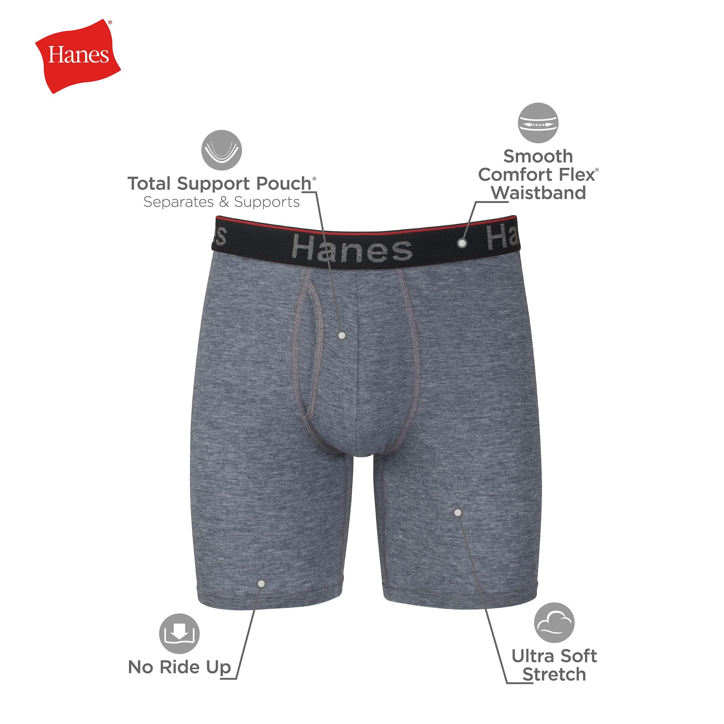 Hanes Total Support Pouch Men's Boxer Brief Underwear, Anti-Chafing, Moisture-Wicking Odor Control, 3-Pack (Reg or Long Leg) - Image 5