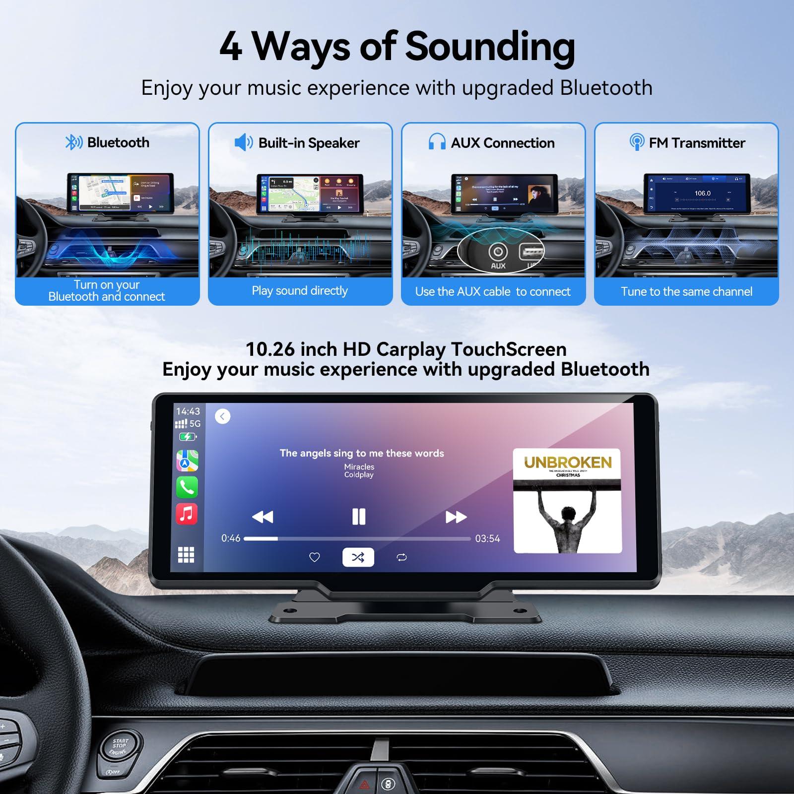 XPMOBQ Carplay Screen for Car, 10.26" Wireless Car Play Screen Car Stereo with Carplay, Android Auto,1080p Backup Camera,Super Link,GPS for Cars, Trucks, SUVs (10.26inch) - Image 5