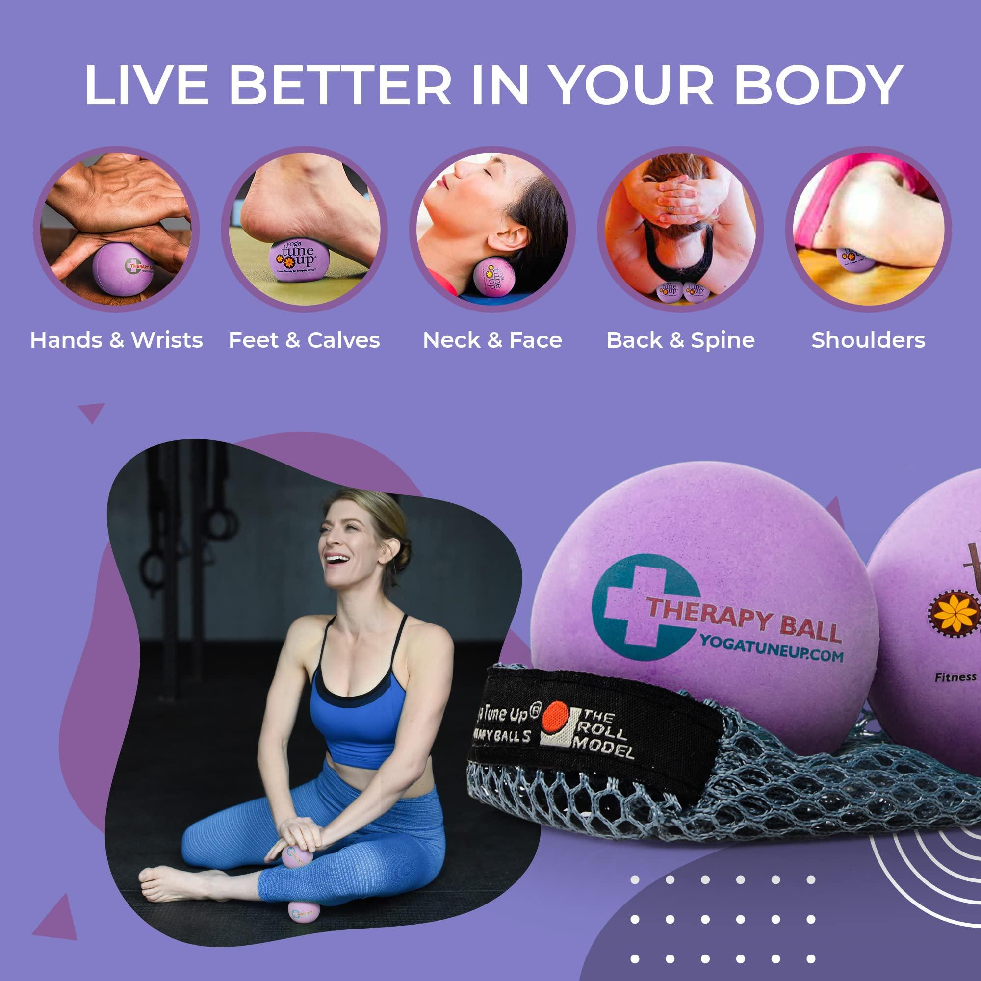 YOGA TUNE UP® Therapy Balls in Tote by Tune Up Fitness - Massage Balls for Trigger Point, Pressure Point & Myofascial Release - Use as Single or Peanut Ball for Pain Relief & Relaxation (Deep Purple) - Image 4