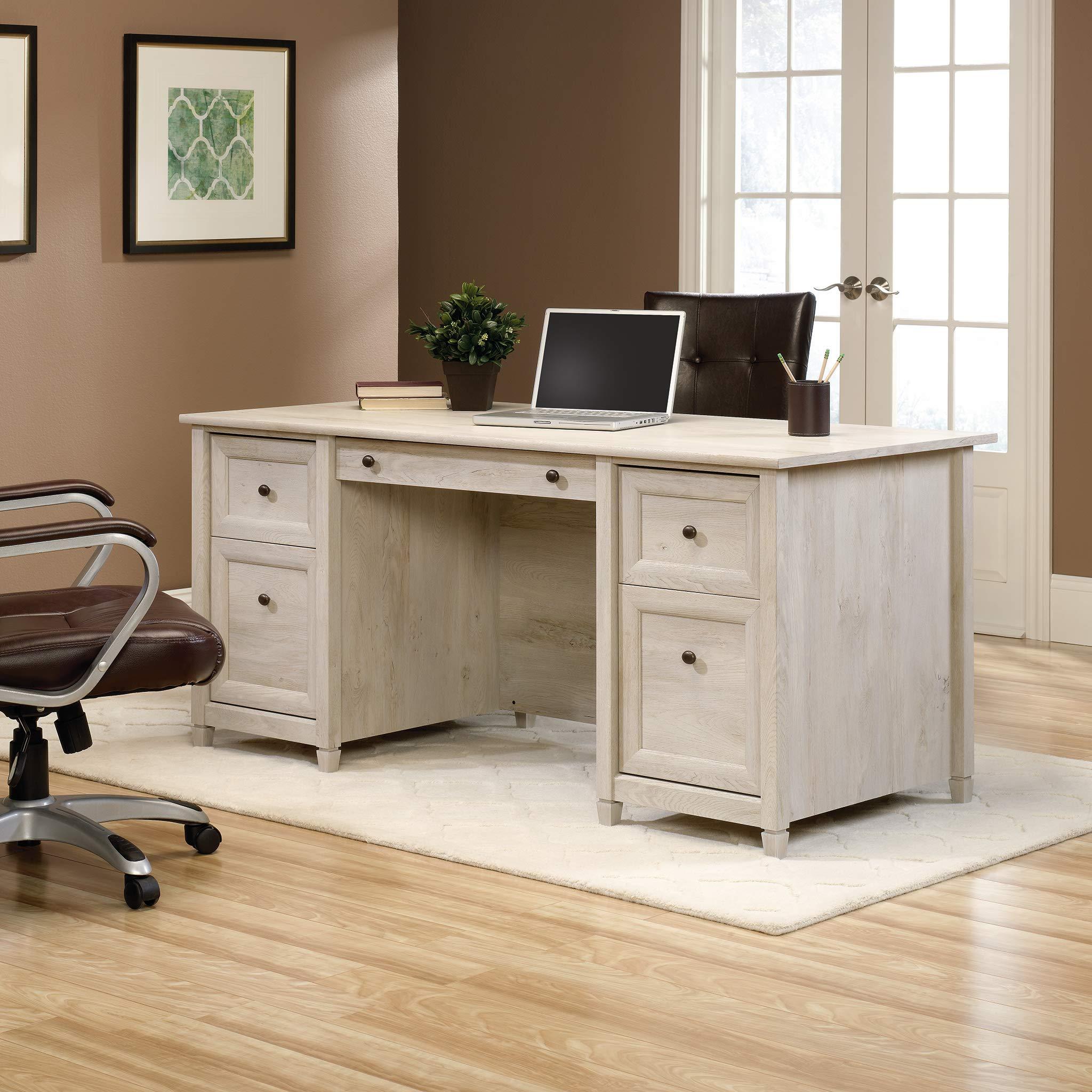 Sauder Edge Water Executive Desk, Chalked Chestnut, 65" Home Office Desk with Storage - Image 2