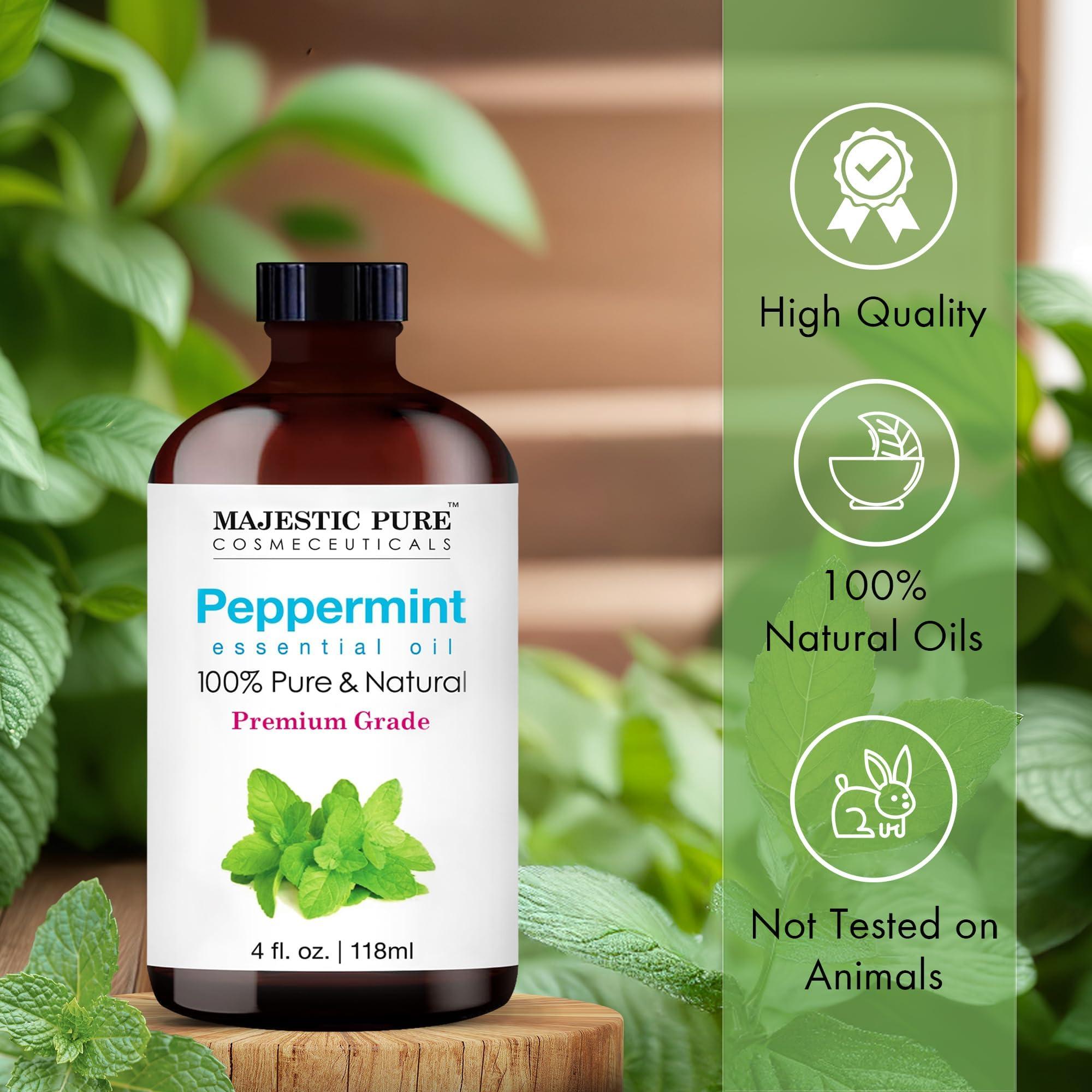 MAJESTIC PURE Peppermint Essential Oil with Glass Dropper | 100% Pure and Natural Peppermint Oil | Premium Grade Essential Oils for Diffusers, Skin, Aromatherapy, Massage | 4 Fl Oz - Image 2