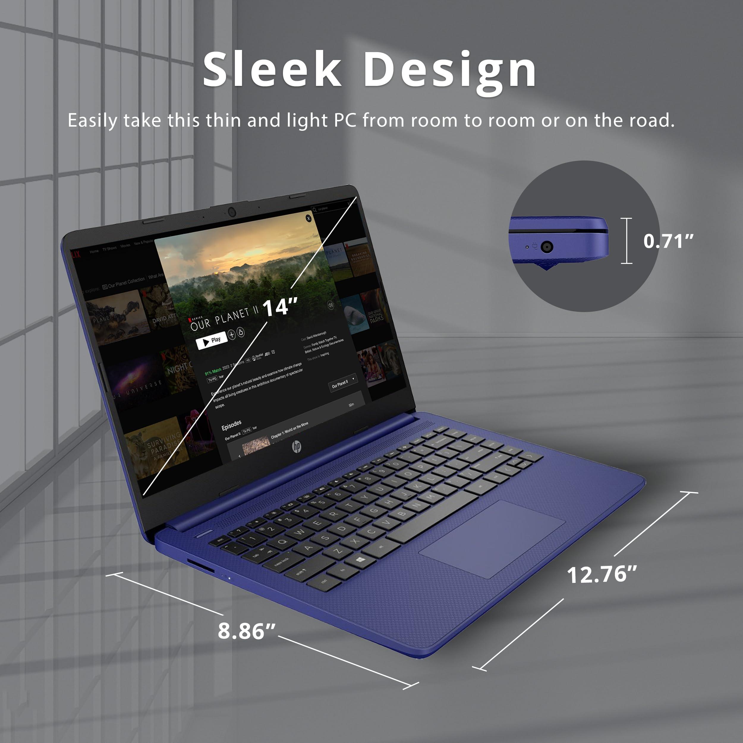 HP Premium Stream 14" HD BrightView Laptop, Intel Celeron N4120, 16GB RAM, 64GB eMMC Storage, HD Webcam, UHD Graphics, 1 Year Office 365, Bluetooth, WiFi, HDMI, Win 11s, Blue, 32GB Hotface USB Card - Image 8