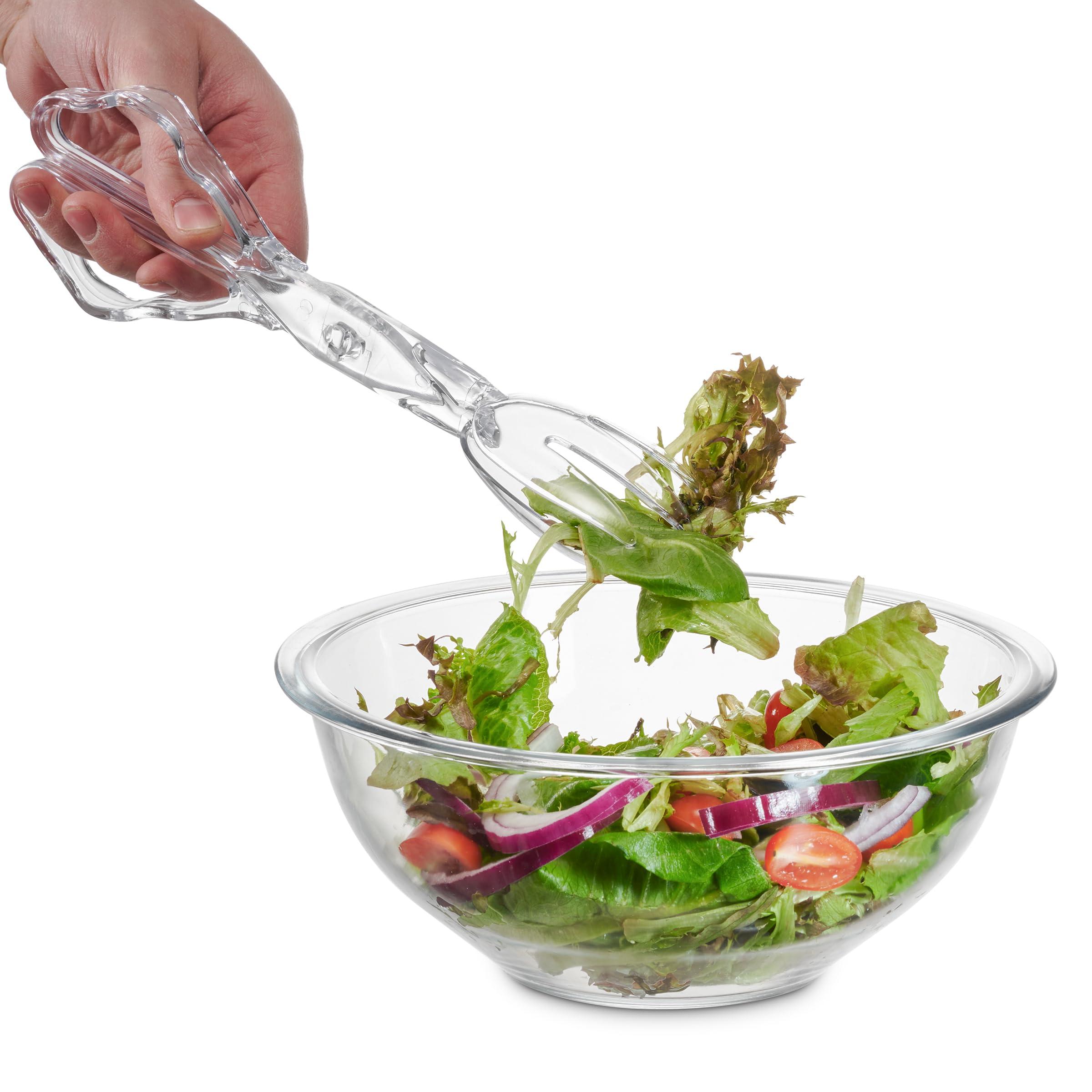 Pack of 4 11-Inch Clear Plastic Scissor Salad Tongs - Premium, Heavy-Duty, Reusable Serving Utensils for Catering, Cooking, Buffets, Party Supplies, and Weddings, Dishwasher Safe - Image 3