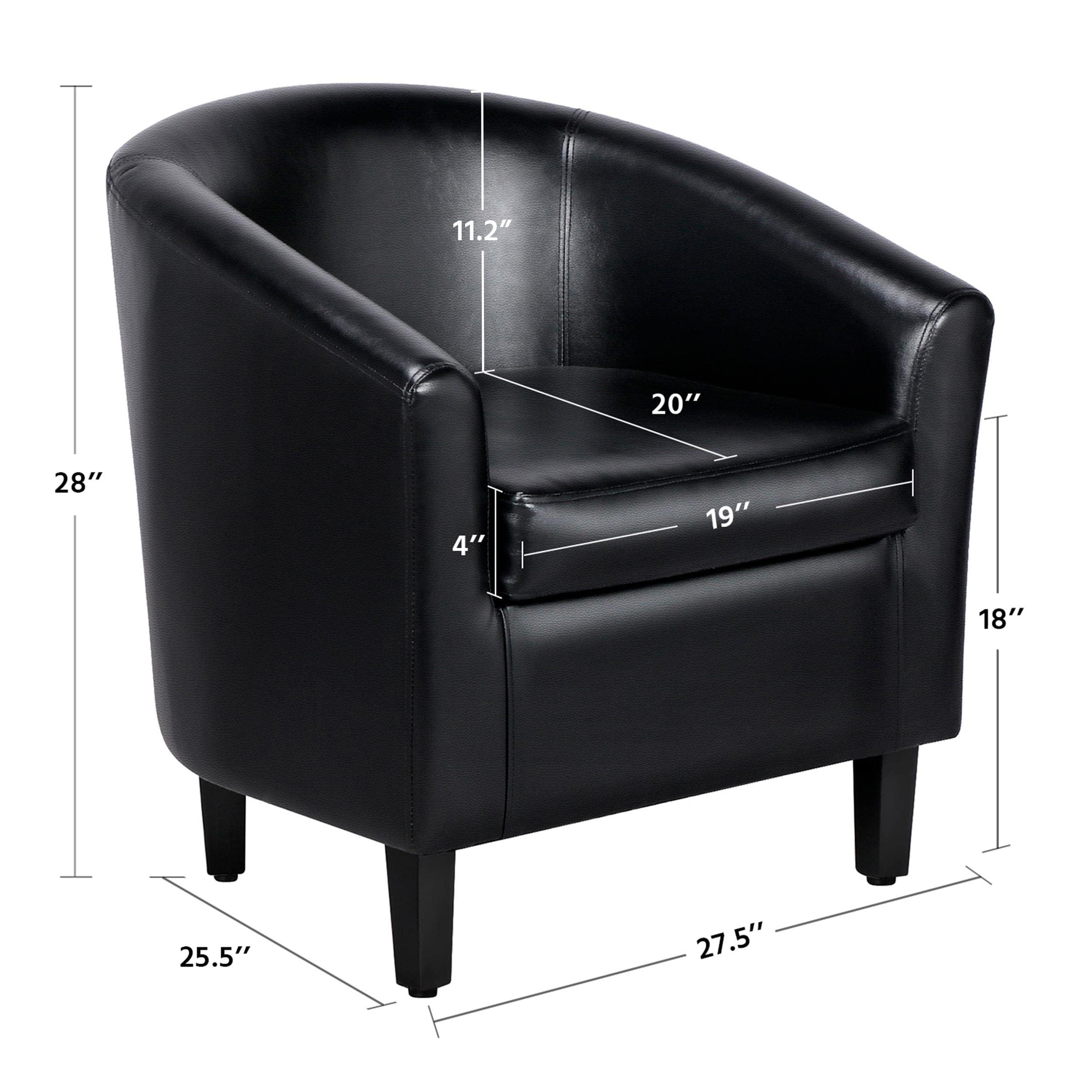 Yaheetech Barrel Chairs Set of 2, Faux Leather Club Armchairs, PU Leather Accent Chairs with Soft Padded Seat for Living Room Bedroom Waiting Reading Room, Black - Image 3