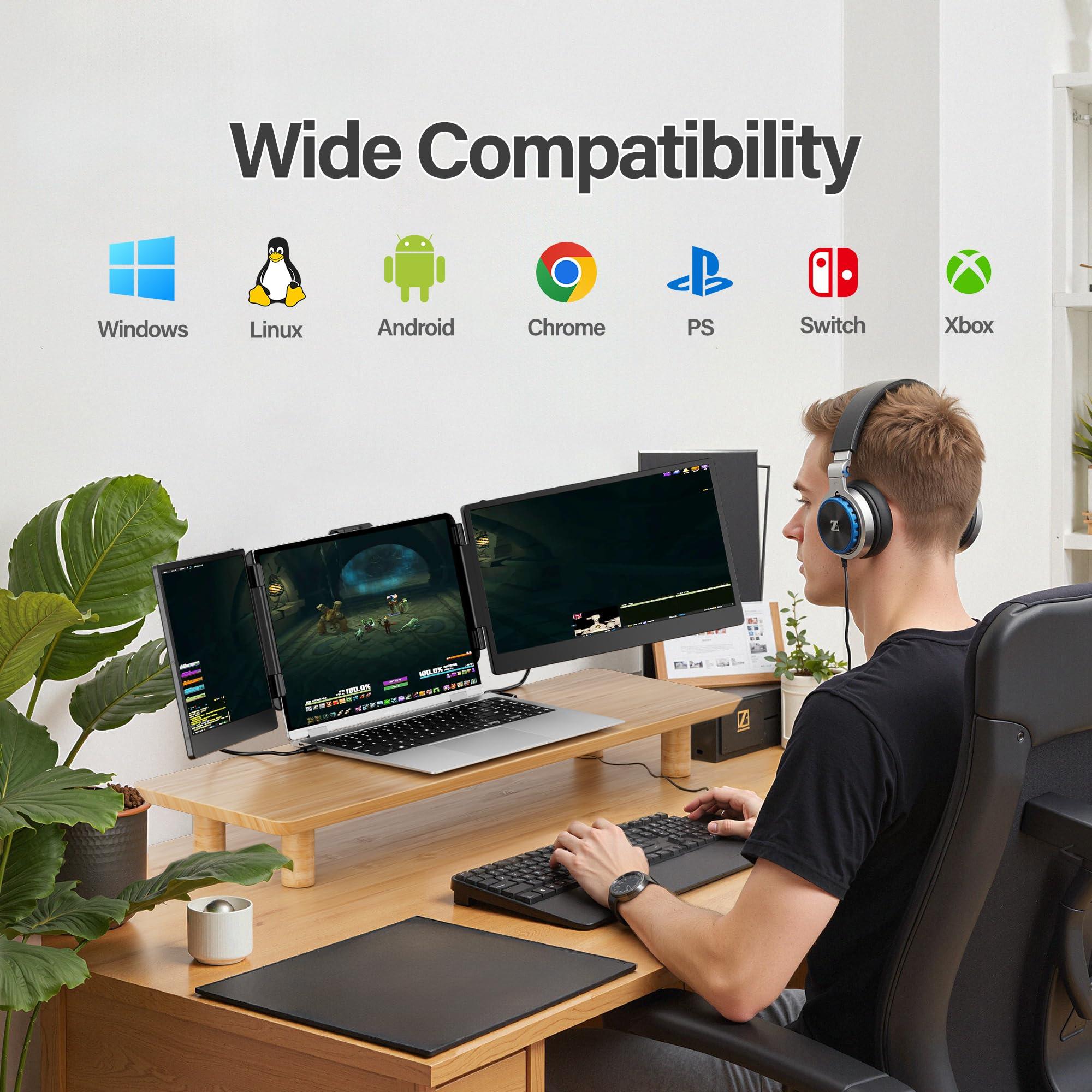 CIDETTY Laptop Screen Extender, 14'' FHD 1080P IPS Ultra-Thin Dual/Triple Monitor Display, HDMI/USB-C Plug-Play Portable Monitor for Laptop, Built-in Speakers(Mac, Win, Android) - Image 7