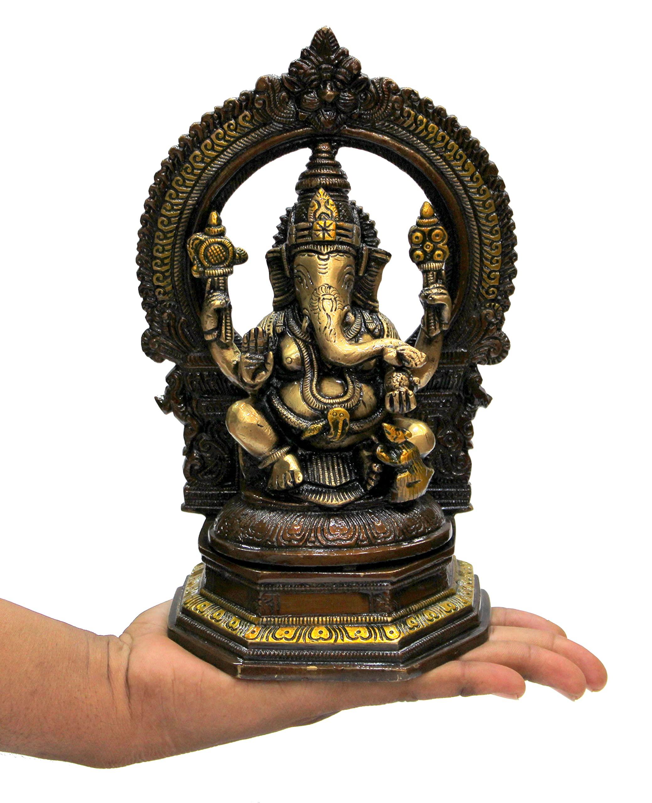 eSplanade Brass Ganesh Ganesha Ganpati Vinayak Showpiece | Murti Idol Statue Sculpture - 9.75" Inches - Multi - Image 6