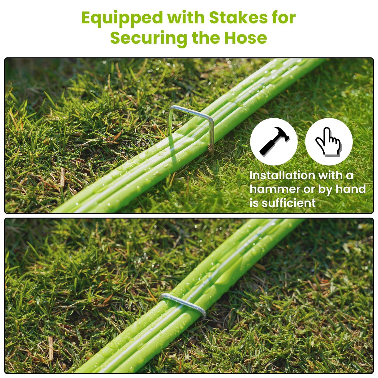 KOBAZ Sprinkler Soaker Hose 50FT with Holes, Garden Watering Hose with Stakes, Drip Hose Sprinkler, Efficient Saving Water for Lawn Garden and Yard, Leakproof - Image 6