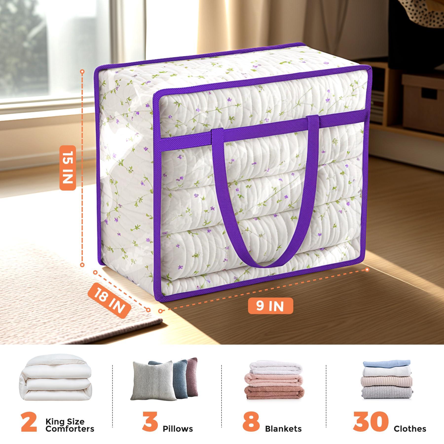 Budding Joy 6 Pack Clear Zippered Storage Bags for Clothes,40L Closet Organizers and Storage Containers Vinyl Moving Bag for Bedding, Linen, Blankets, Comforters, Clothing & Toys - Image 2