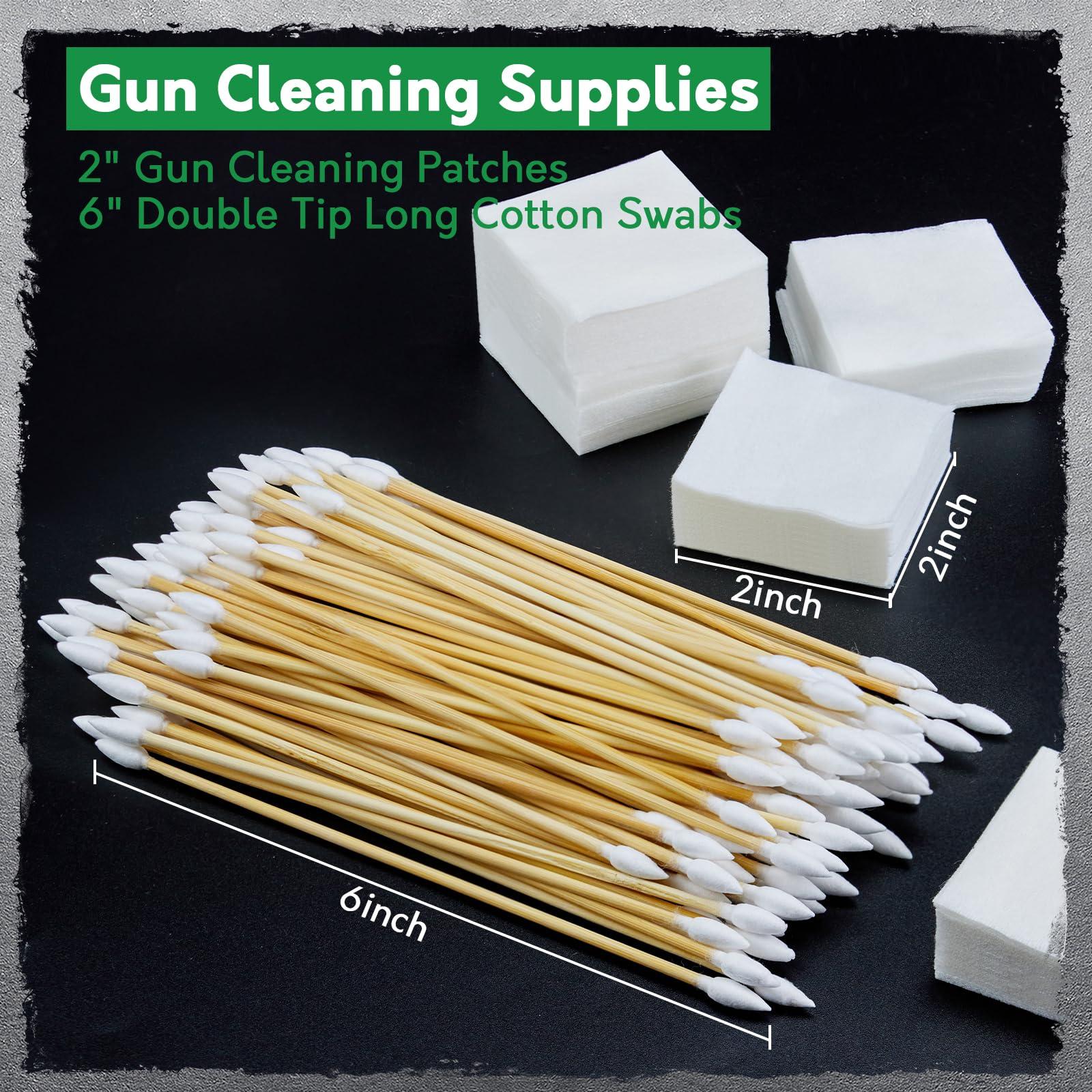 Gun Cleaning Supplies - Cleaning Patches and Cotton Swabs, 6" Long Cotton Swab & 2" Lint Free Pad - Highly Absorbent, Essential Supplies for Barrel and Bore Care - Image 2