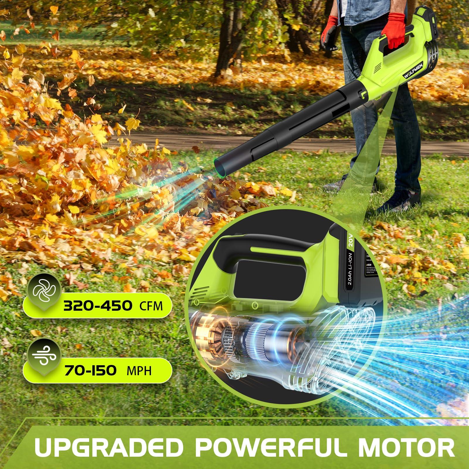 Leaf Blower, Electric Cordless Leaf Blower with 2 Batteries and Charger, 2 Speed Mode, Lightweight Leaf Blowers for Blowing Leaves, Patio Cleaning, Lawn Care and Dust - Image 5