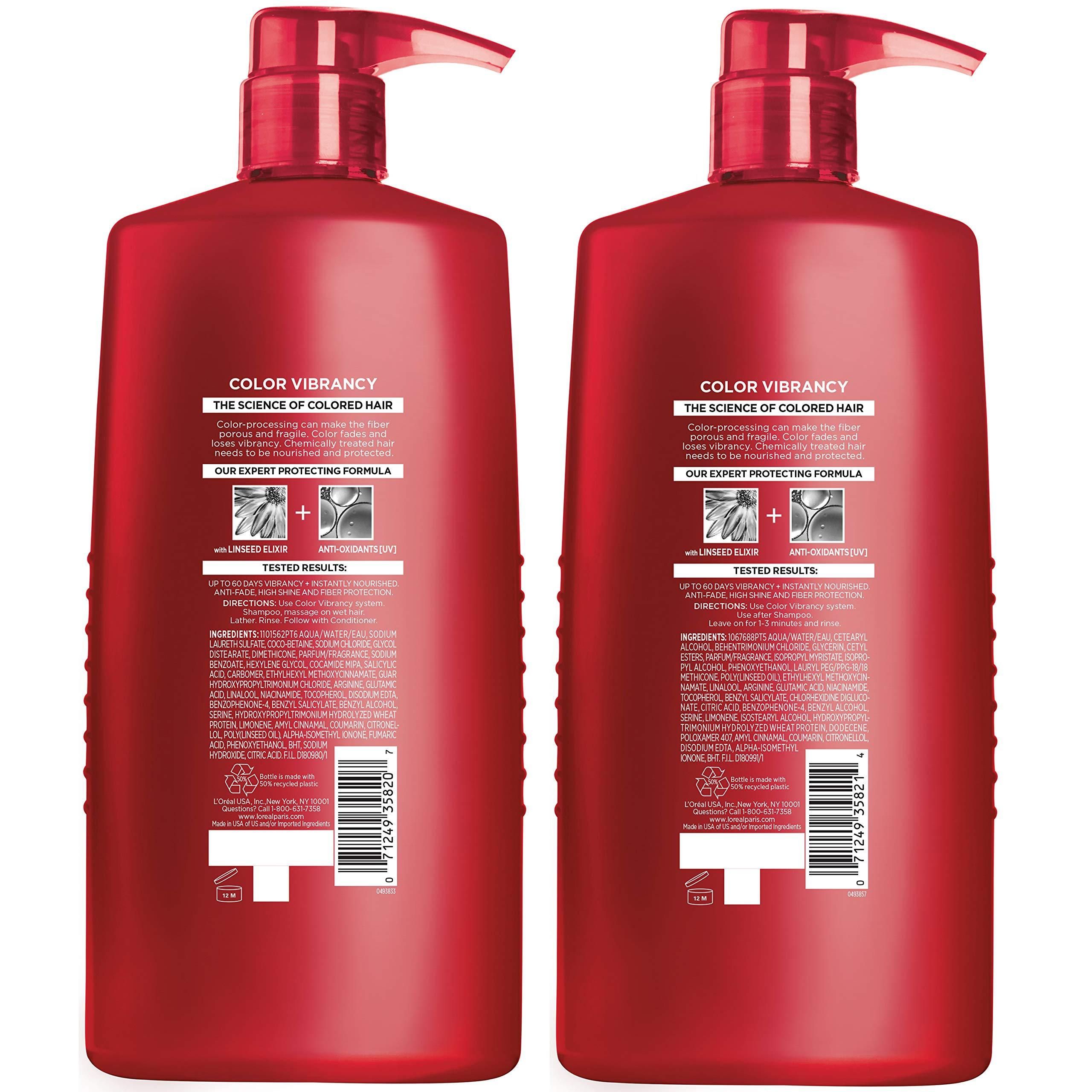 L'Oreal Paris Elvive Color Vibrancy Protecting Shampoo and Conditioner Set for Color Treated Hair, 28 Fl Oz (Set of 2) - Image 2