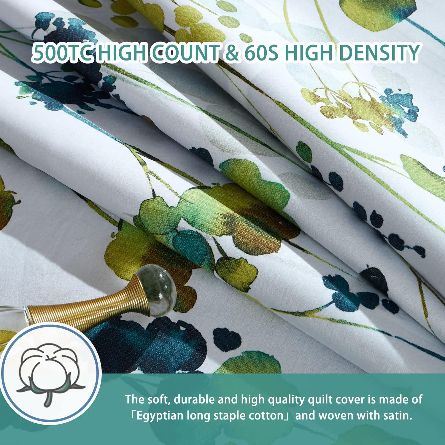 MILDLY 100% Long-Staple Cotton Pillow Shams - Ultra Soft Yellow Green Leaves Printed Envelope Pillowcases Queen Size 20"x26" 2pcs - Image 2