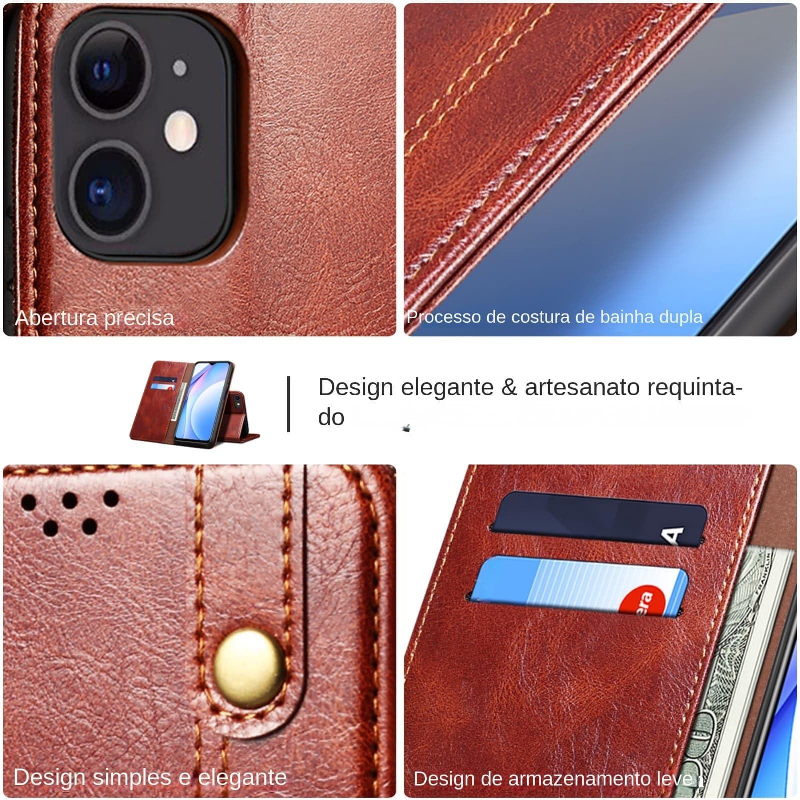 GuluGuru for iPhone 16 Pro Max Waxy Leather Phone Case, Retro Oil Wax Style with Stitching Folio Flip Ultra Thin Slim Magnetic Cover, Multi Hidden Credit Card Holder Cash Slot, Stand Support - Image 8
