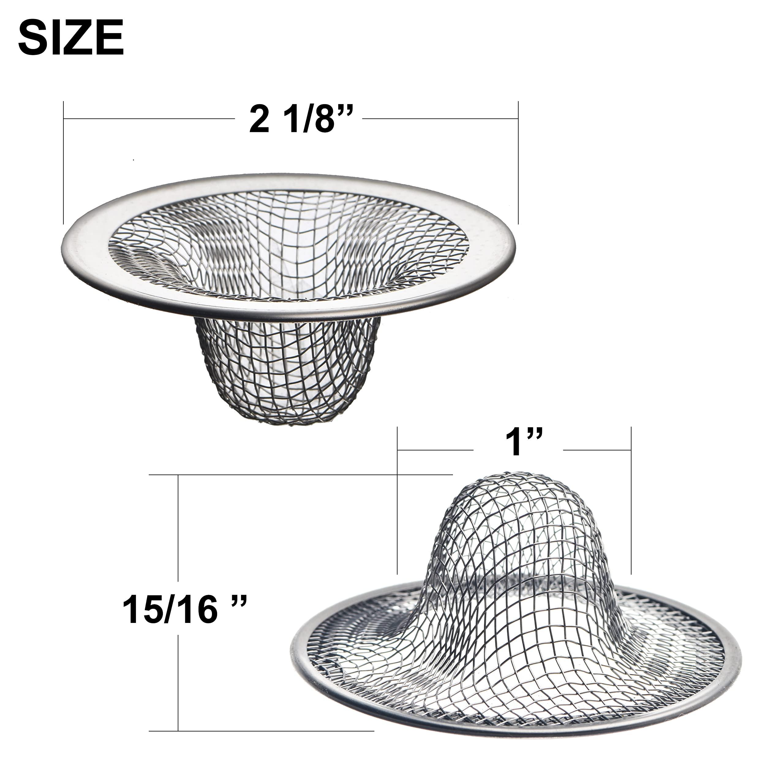6 Pack - 2.125" Top / 1" Basket- Mesh Sink Drain Strainer Hair Catcher for Bathroom Sink, Utility, Slop, Laundry, RV and Lavatory - Image 2