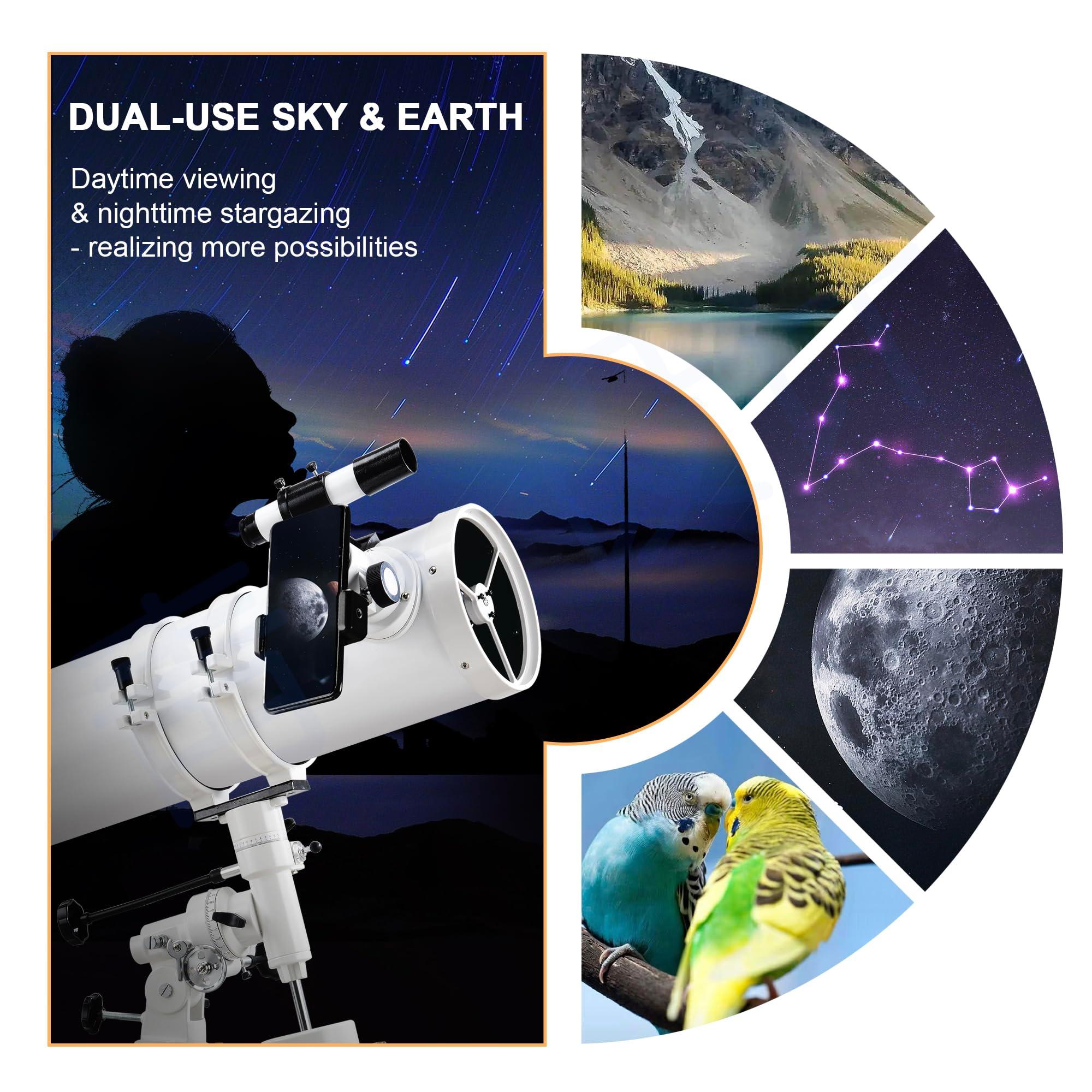 HSL 150EQ Astronomical Reflector Telescope for Adults high Powered,150mm Aperture Professional Telescopes for Adults Astronomy,Comes with 5 Color Filters Set and 3X Barlow Lens - Image 8