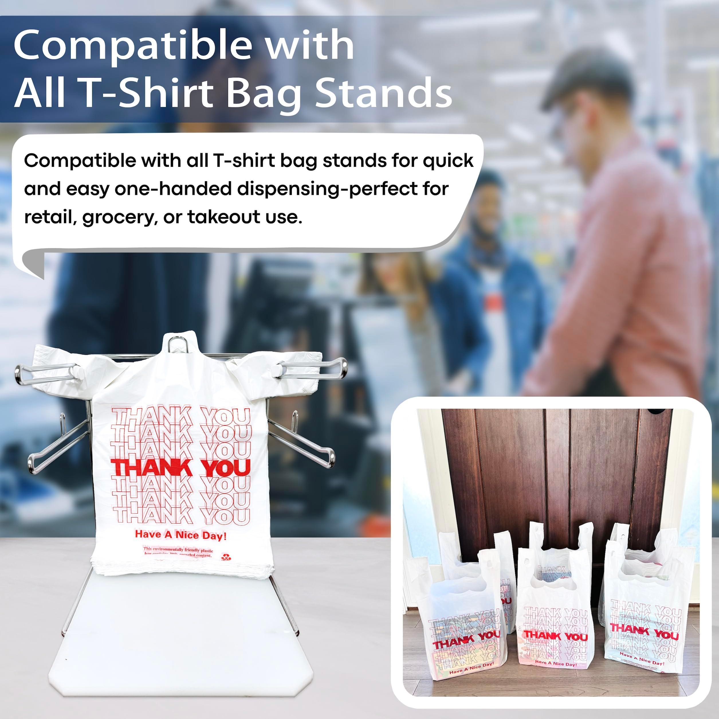 YoYoRain White Thank you T shirt bag, Grocery shopping bag Reusable and Disposable Supermarket Bag 11''x6''x21'' 100PCS - Image 6