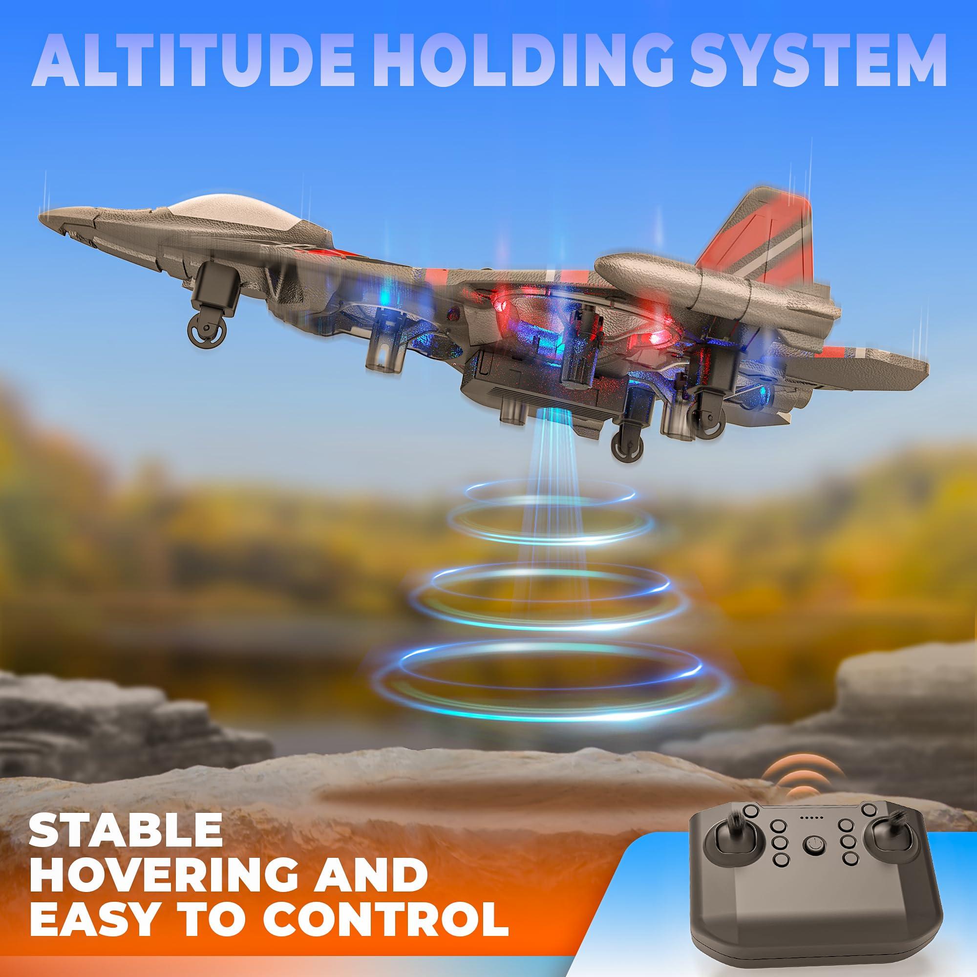 BEZGAR Drones for Kids | 2.4GHZ RC Plane, Remote Control Airplane, RC Helicopter, 360° Flip Fighter Jet Toy, Toys for ages 8-13 with Colorful LED Navigation Lights Red - Image 5