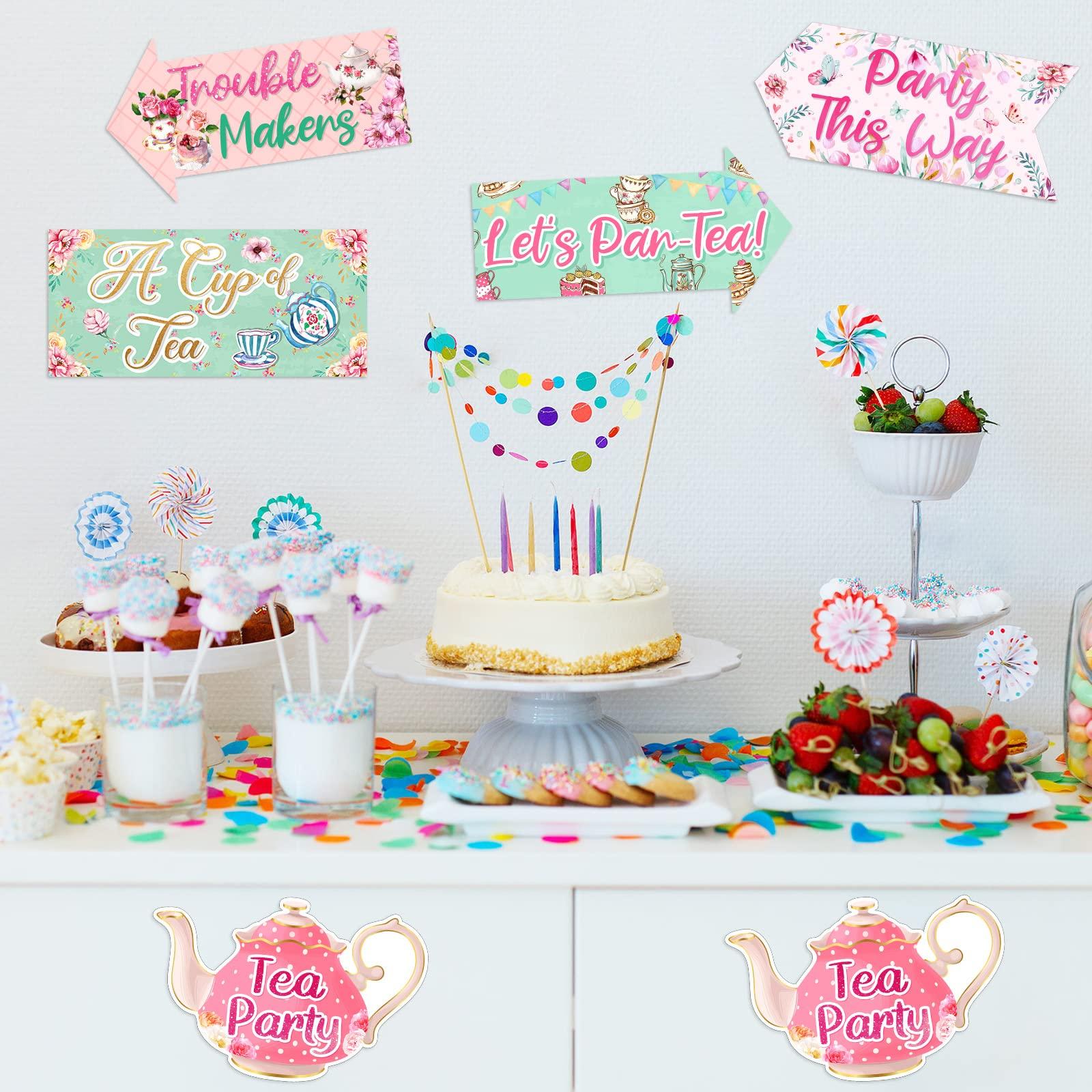 20 Pieces Floral Tea Party Sign Decorations Directional Cardboard Yard Signs for Outdoor Lawn Arrow for Tea Party Bridal Shower - Image 7