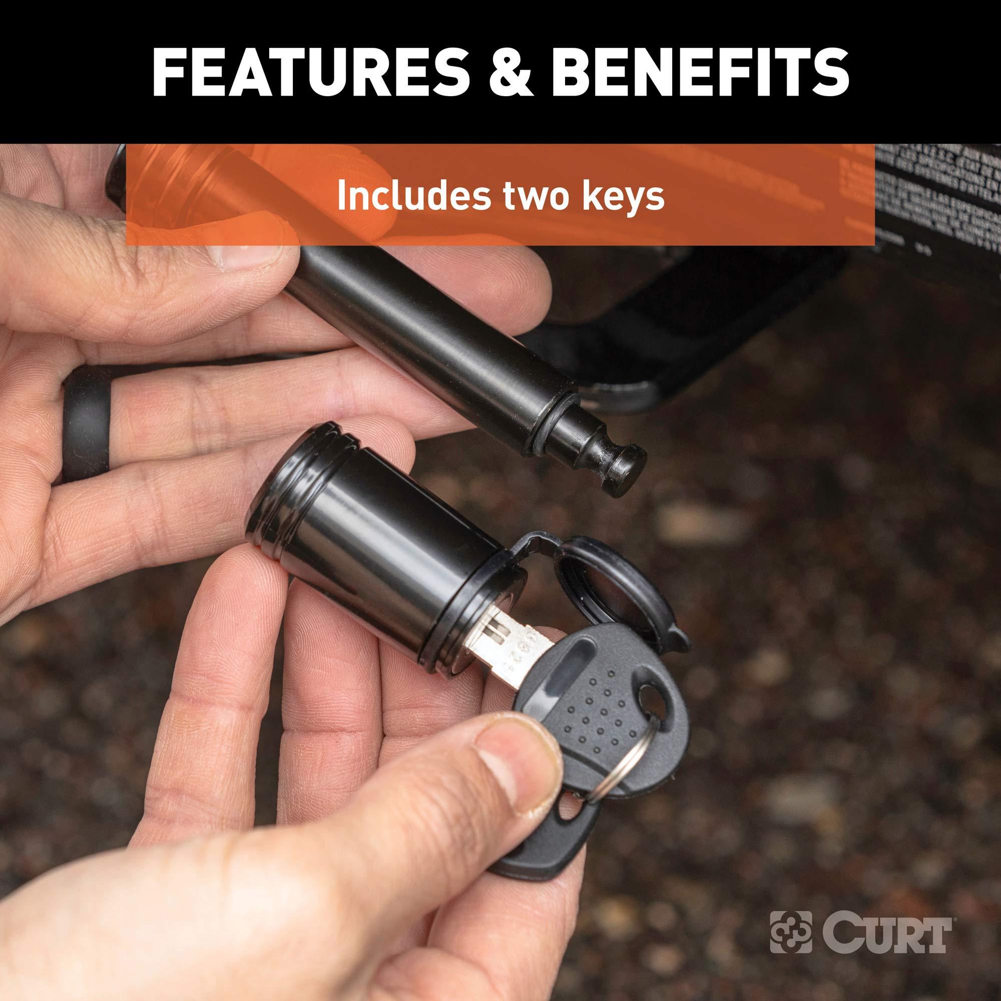 CURT 23518 Black Trailer Hitch Lock, 5/8-Inch Pin Diameter, Fits 2-Inch Receiver - Image 8