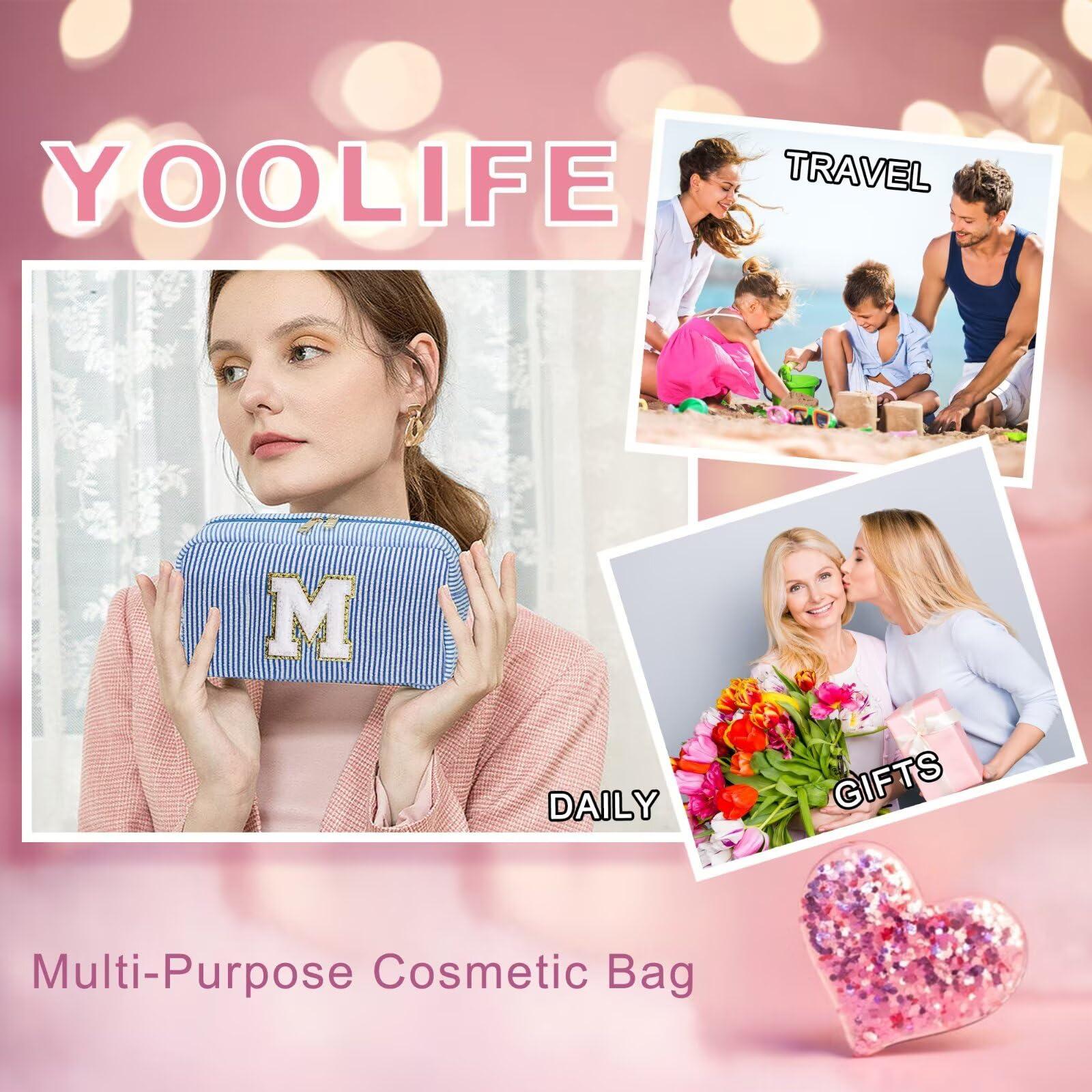 YOOLIFE Birthday Gifts for Mom, Gifts for Mom from Daughter, Mama Gifts Idea, Mother In Law Gifts, Monogram Initial Makeup Bag M - Image 3
