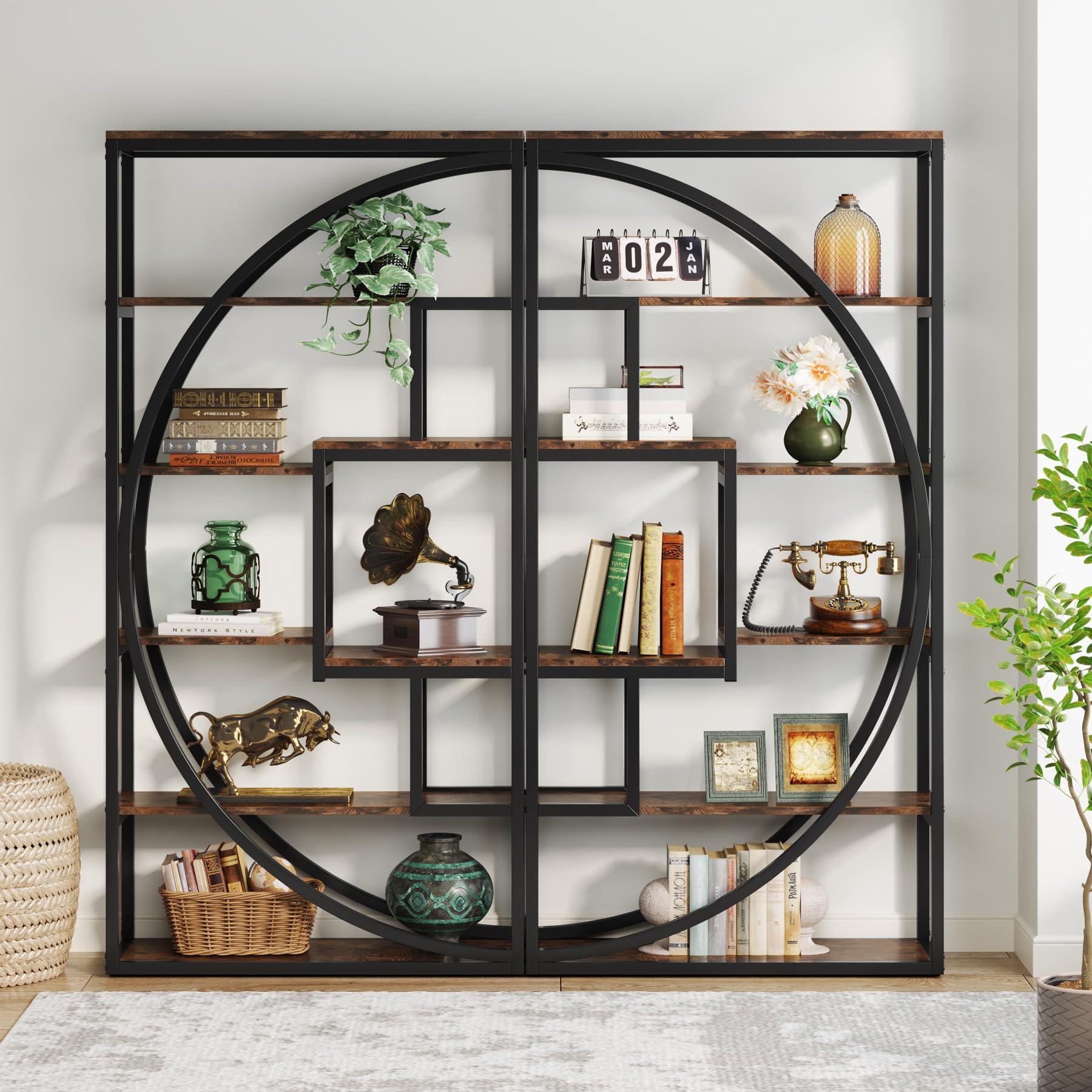 Tribesigns Bookshelf, Industrial 5-Tier Etagere Bookcase, 70.8 inch Tall Bookshelf with 8 Open Storage Shelf, Book Shelf Display Tack Shelving Unit for Home Office Living Room, Rustic Brown - Image 3