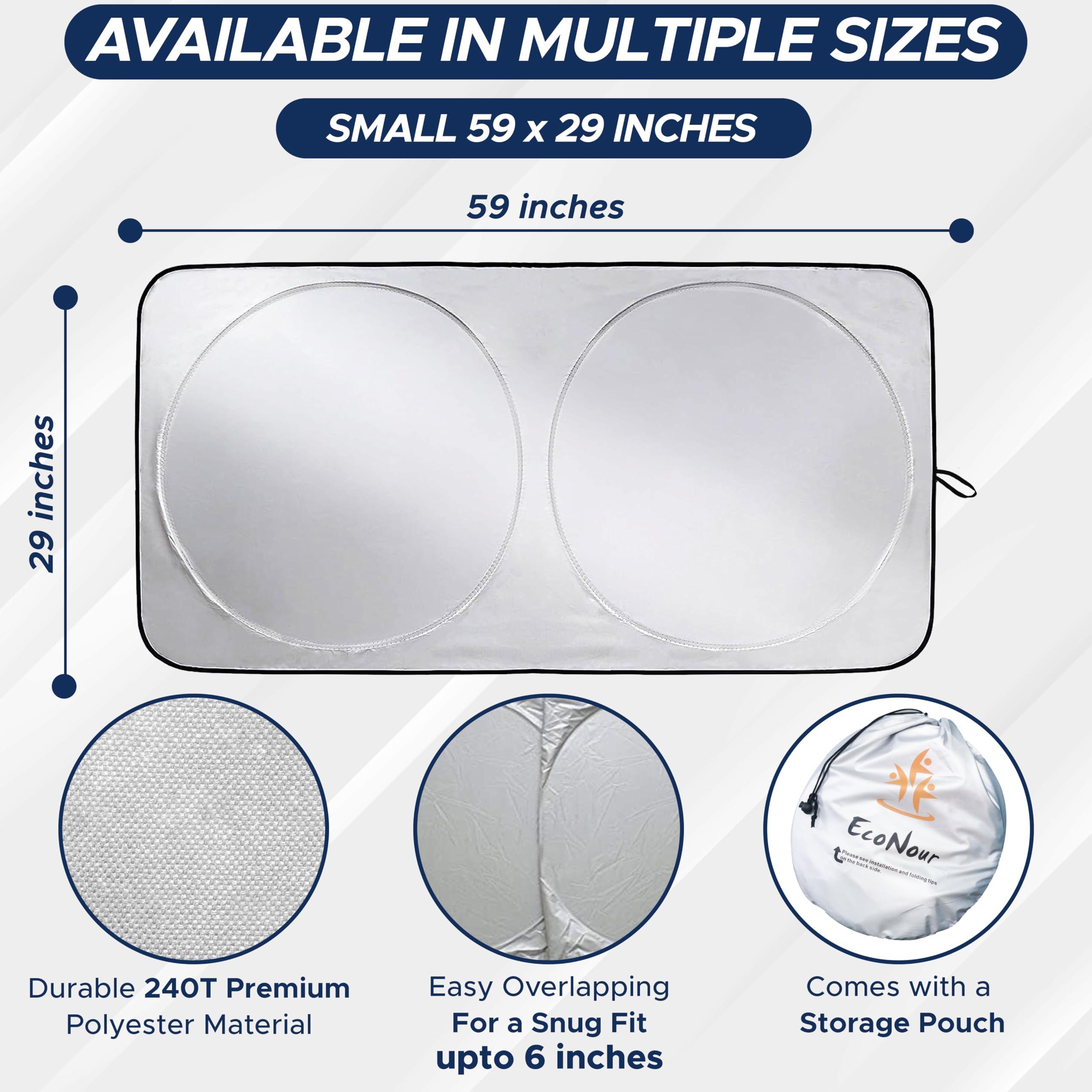 EcoNour Car Windshield Sun Shade | 2025 Upgraded Innovative No-Light-Pass Technology for Maximum Coverage | Foldable Sun Shade Keeps Your Vehicle Cool | Small (59 x 29 inches) - Image 4