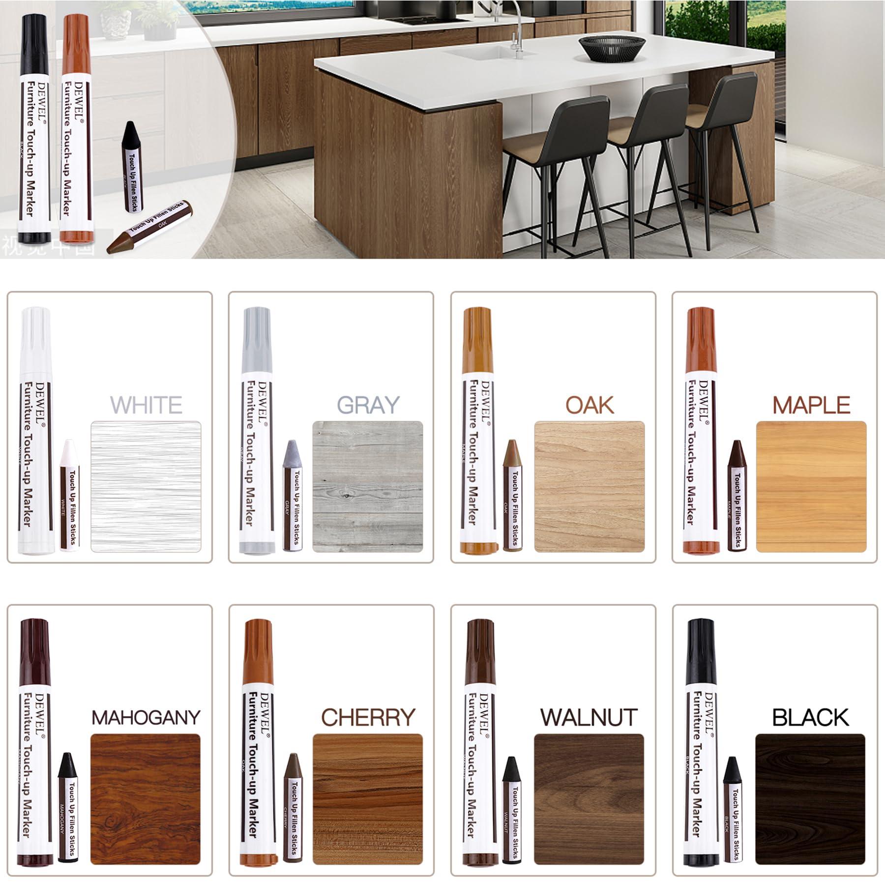 DEWEL Furniture Markers Touch Up, Upgrade Wooden Furniture Repair Kit, Premium Wood Scratch Repair Markers and Wax Sticks for Wood Stains Scratches Hardwood Floors Tables, Set of 17 - Image 3