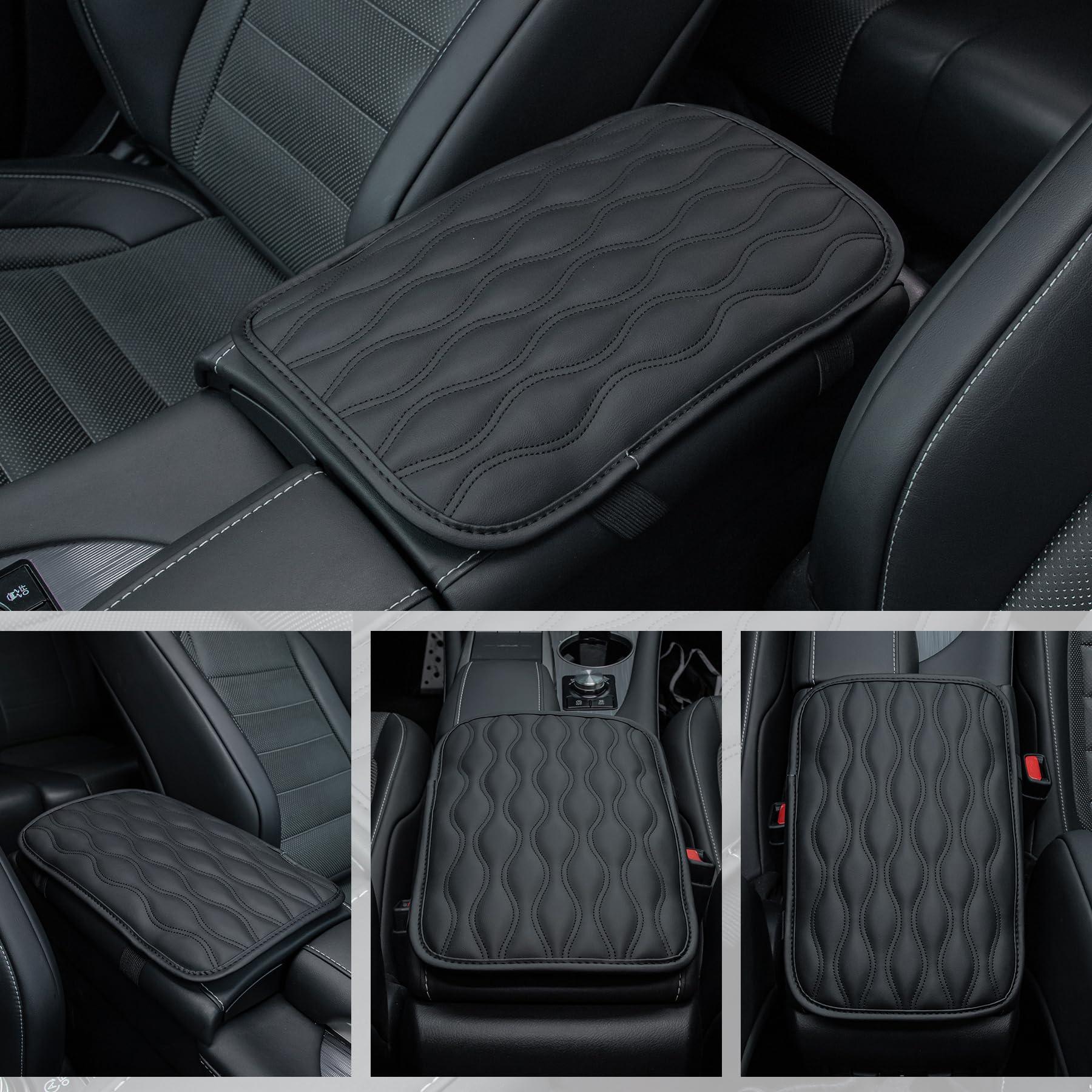 Amiss Auto Center Console Pad, Universal Waterproof Armrest Seat Box Cover, Car Interior Accessories, Leather Auto Armrest Cover Protector for Most Vehicle, SUV, Truck (Black) - Image 5