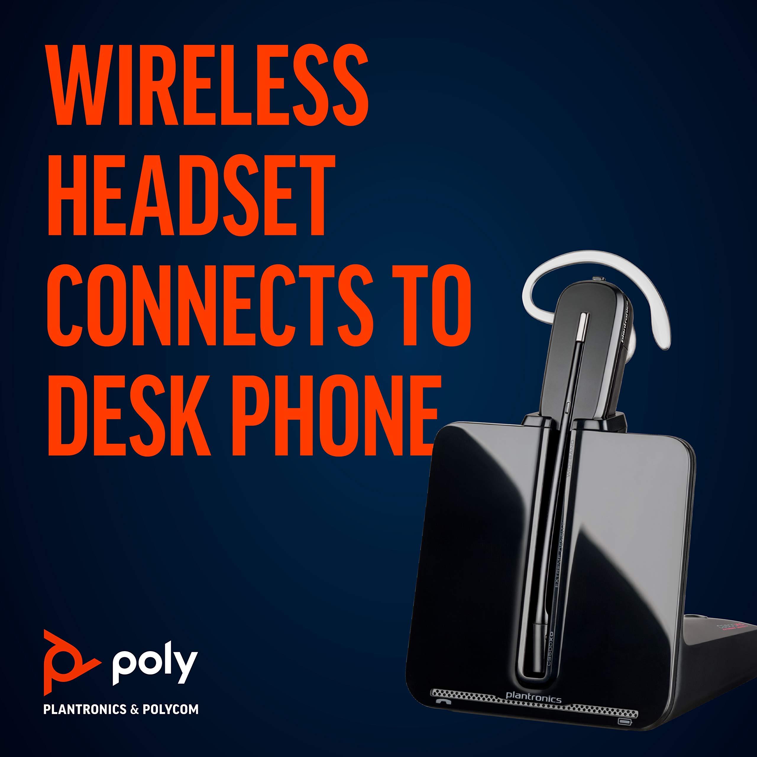 Plantronics - CS540 Wireless DECT Headset (Poly) - Single Ear (Mono) Convertible (3 Wearing Styles) - Connects to Desk Phone - Noise Canceling Microphone - Image 2