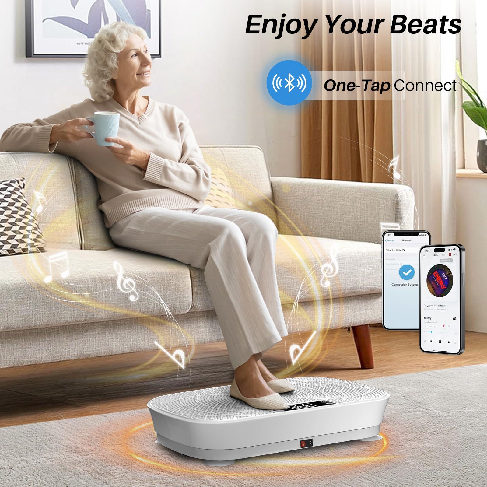 Vibration Plate Exercise Machine - Bluetooth Music & 400LBS Capacity Vibration Plate for Lymphatic Drainage & Weight Loss with 99 Speed Levels, Whole Body Vibration Plate for Home Fitness - Image 3