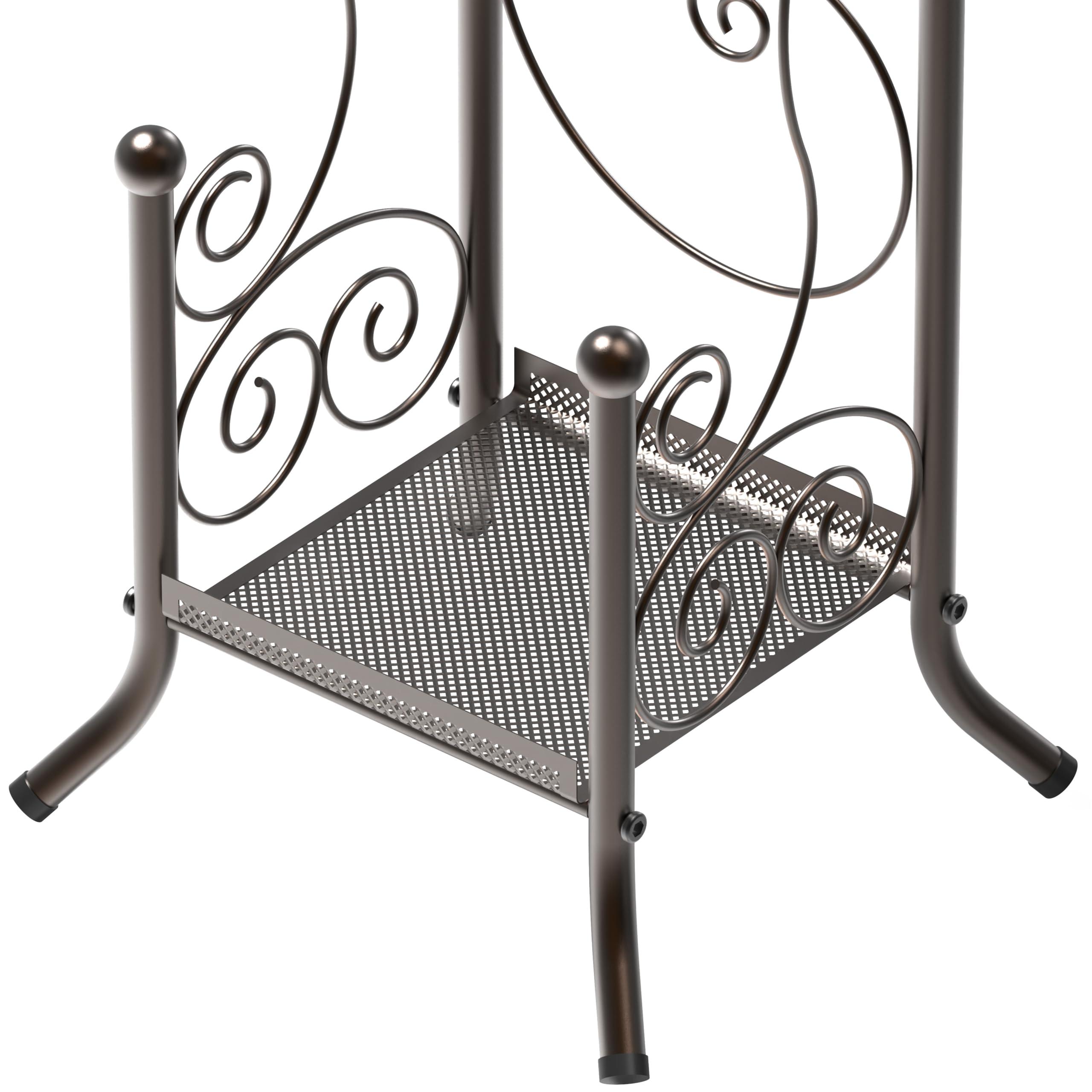 Simple Houseware English Style Bathroom Toilet Tissue Roll Holder Stand with Shelf, Bronze - Image 5