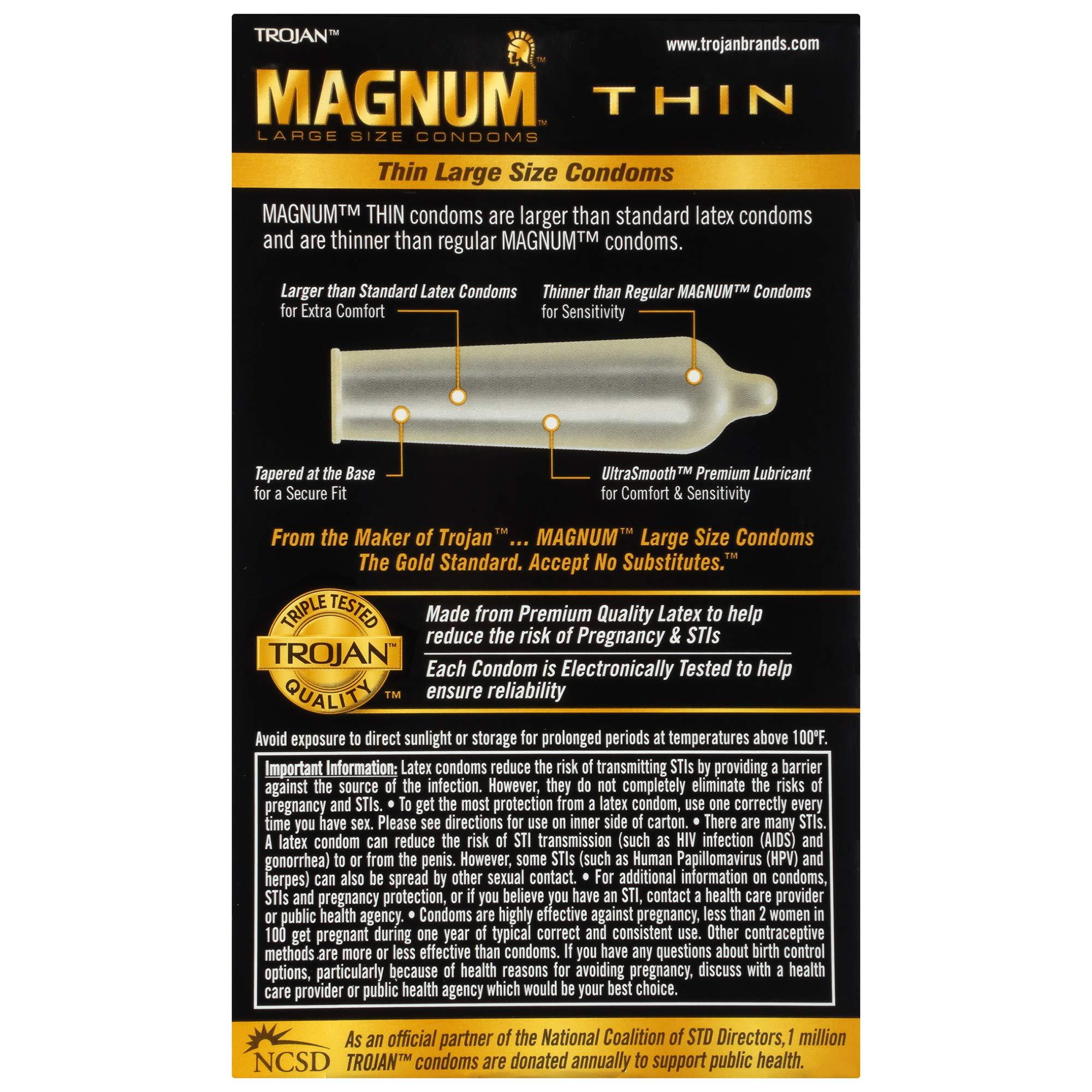 Trojan Magnum Thin Large Size Lubricated Condoms - 12 Count (Pack of 1) - Image 2