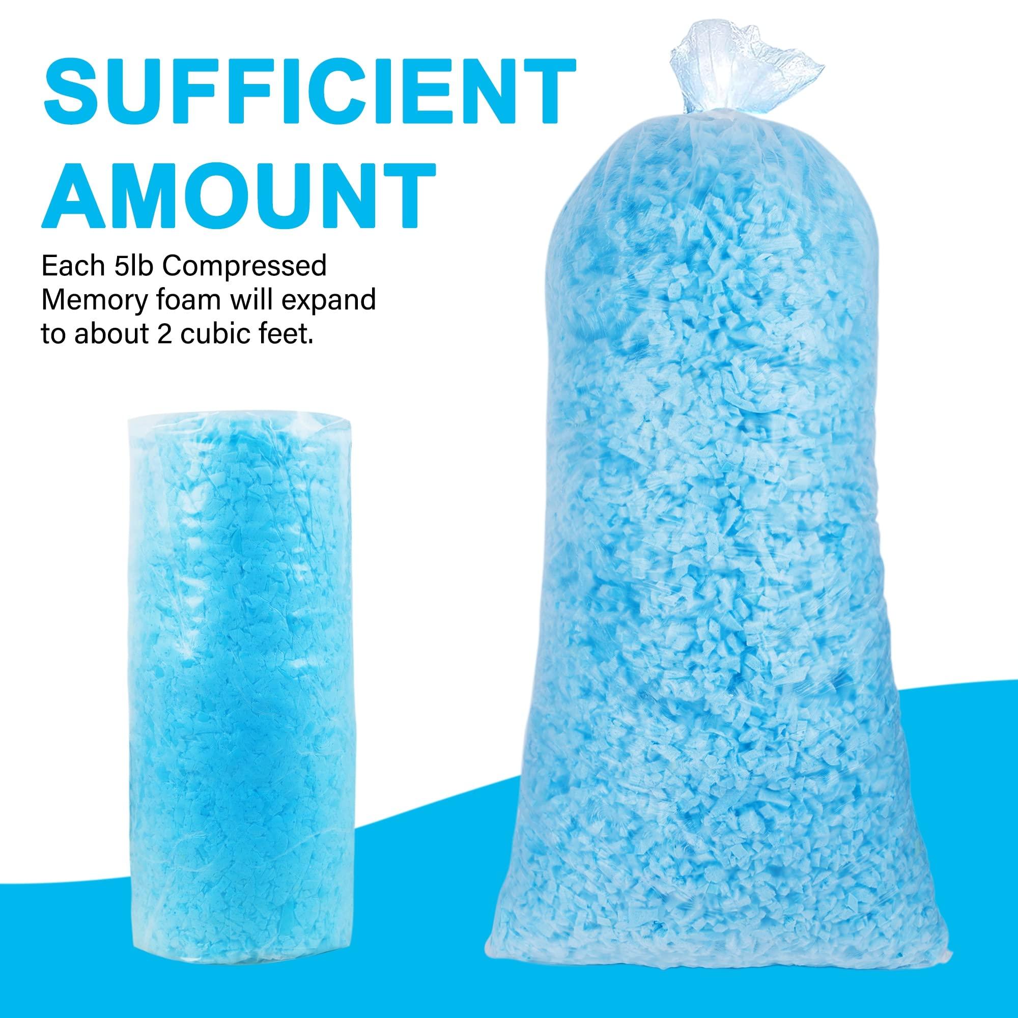 DR.DUDU 5lbs Shredded Memory Foam Filling for Bean Bag Filler, Soft and Convenient Pillow Stuffing Foam for Couch Cushion Dog Bed Chair Arts Crafts, Added Gel Particles (Blue) - Image 3