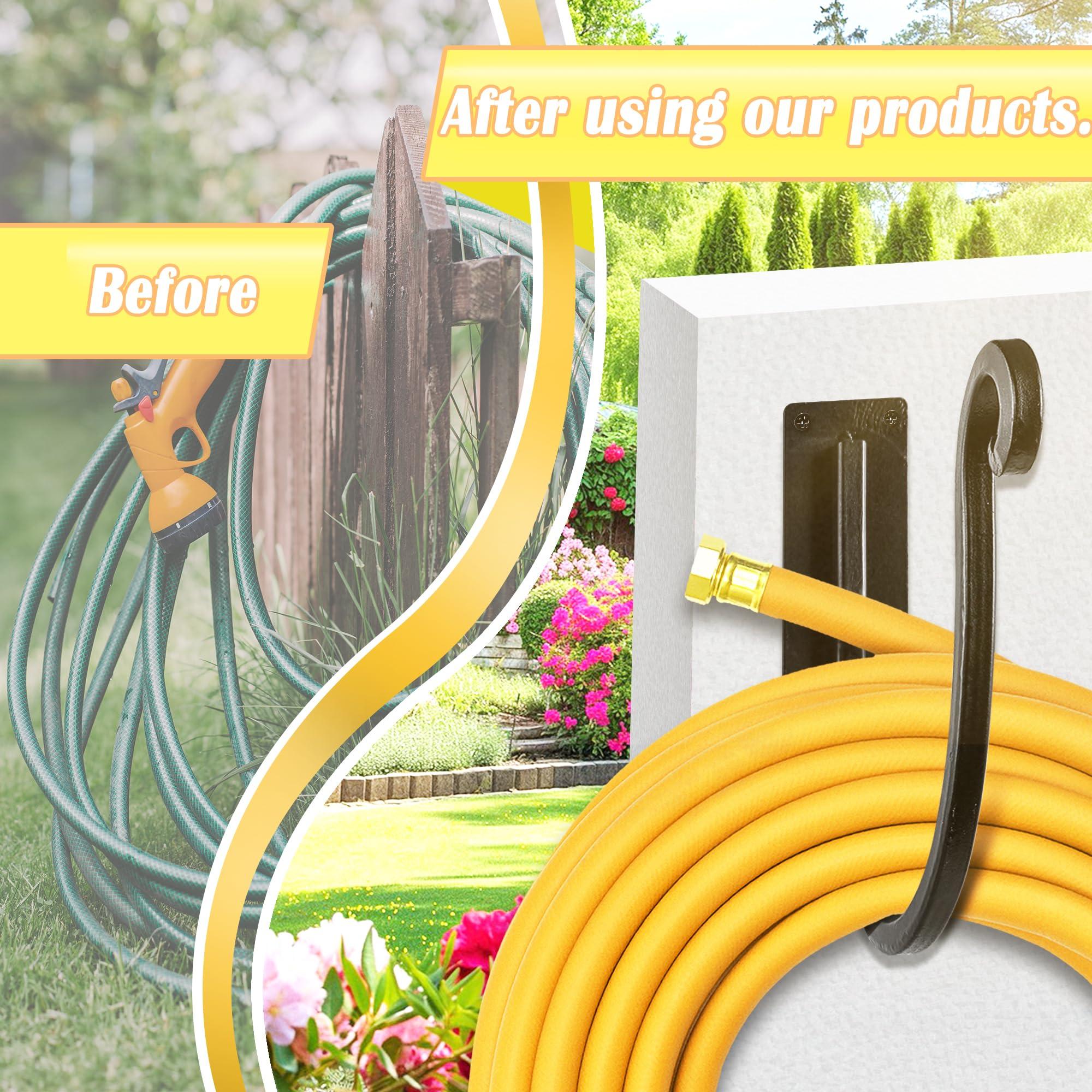 Hose Holder Wall Mount （Metal/8-Inch） Heavy-Duty Garden Hose Hanger Outdoor, Hand-Forged Hose Rack Mount - Image 3