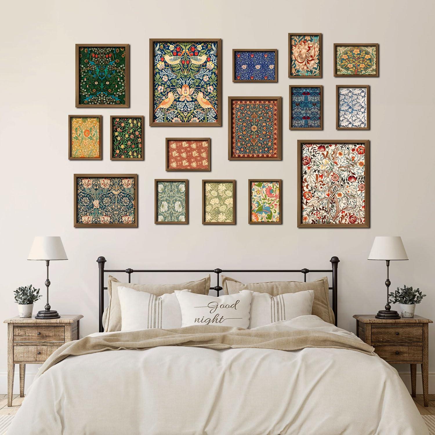 ANERZA 16 PCS Framed William Morris Wall Art Decor, Floral Wall Prints for Bedroom, Gallery Wall Frame Set, Vintage Posters for Living Room Aesthetic, Botanical Collage Kit, Dorm Home Artwork - Image 7