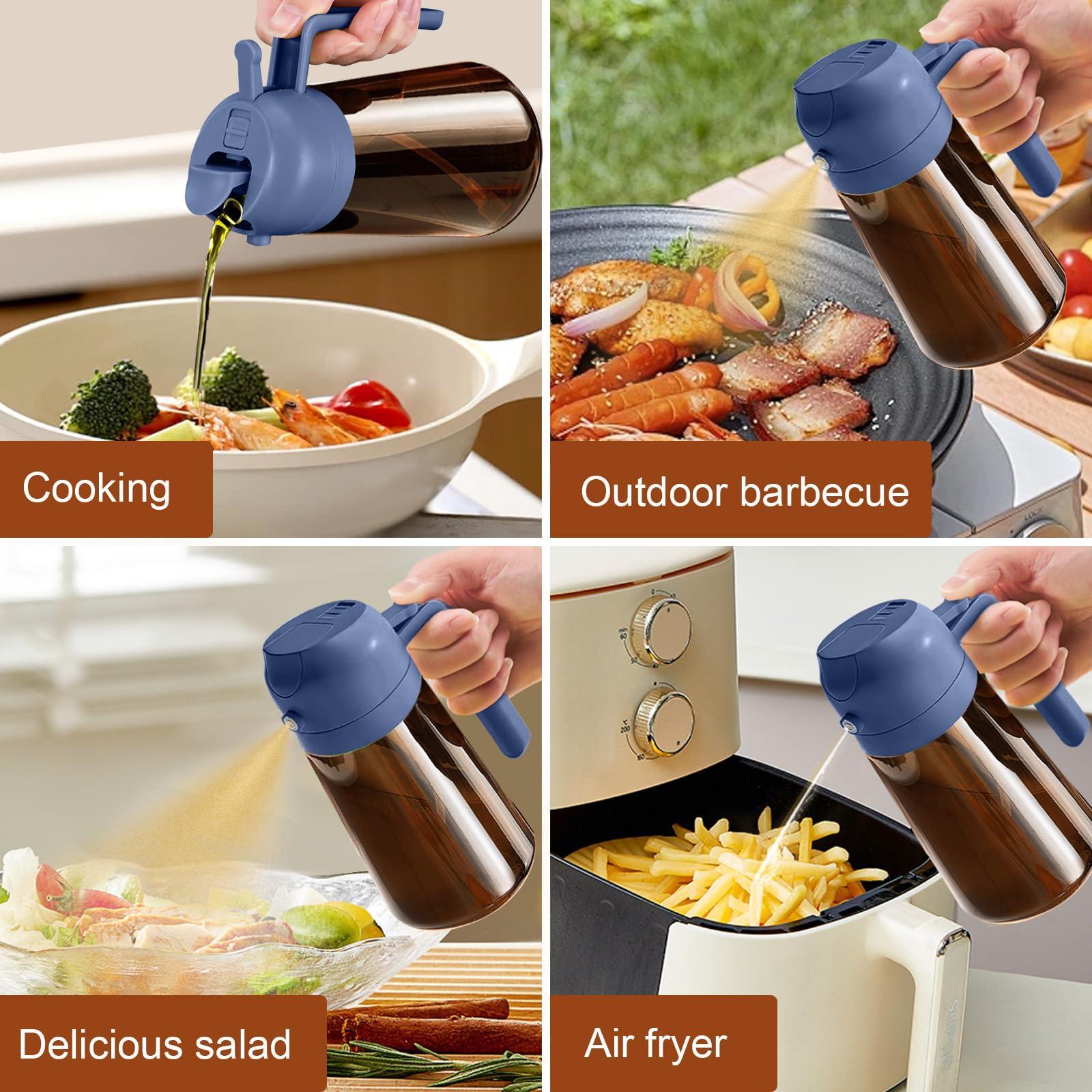 YARRAMATE 16oz/470ml Dark Brown Oil Sprayer for Cooking with Stickers, Food-grade Premium 2 in 1 Olive Oil Dispenser Bottle for Kitchen Gadgets, Air Fryer, Salad, Frying, BBQ (Navy) - Image 7