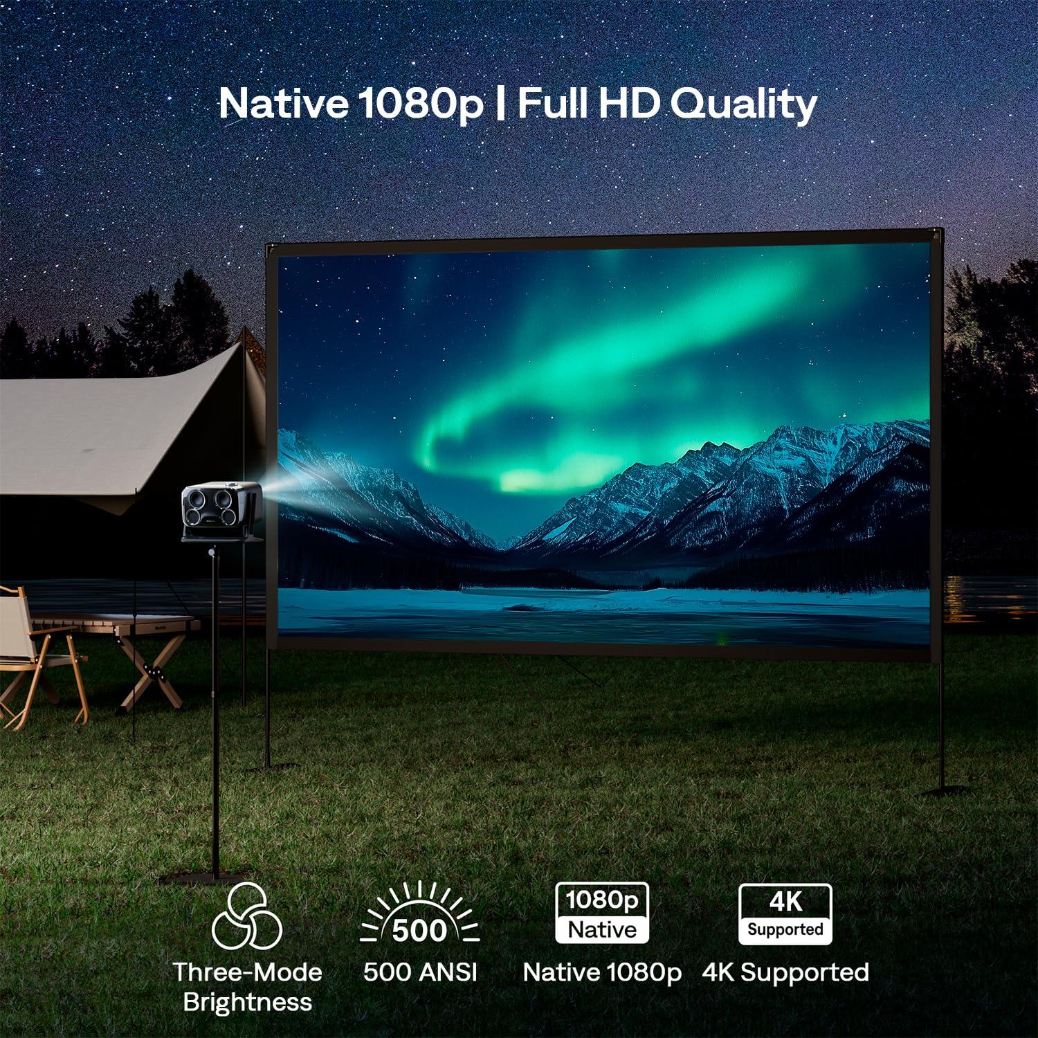 Aurzen BOOM mini Google TV 4K Supported Smart Projector with WiFi and Bluetooth, Outdoor & Home Movie Projector with 20W Speakers DoIby Audio, Real-Time Focus & Keystone, 500 ANSI Lumens, Black - Image 9