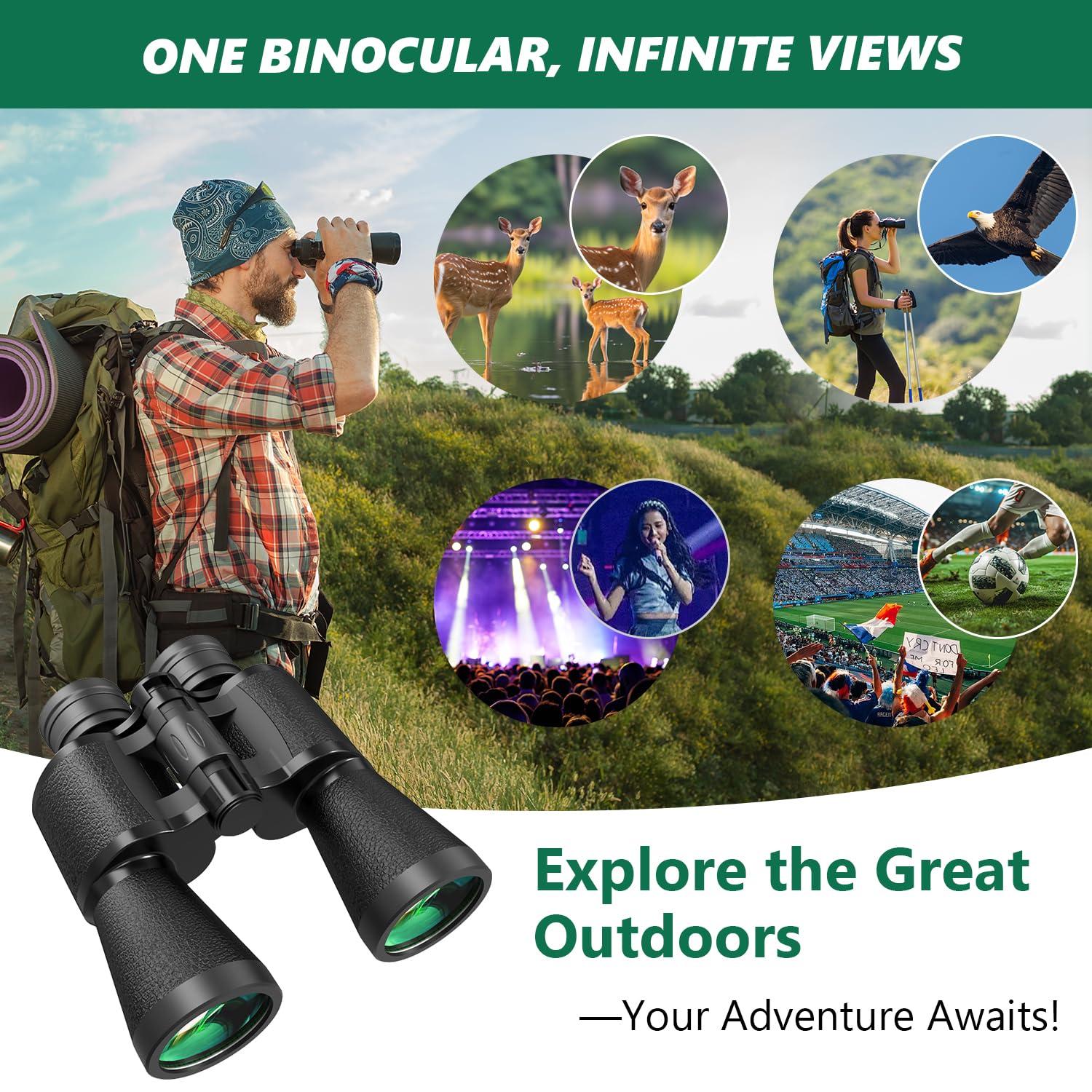 30x50 Binoculars for Adults, High-Powered Compact Professional Binoculars for Bird Watching, Hunting, Sports, Concerts, Travel, Cruise, and Outdoor, Waterproof with Case - Image 6