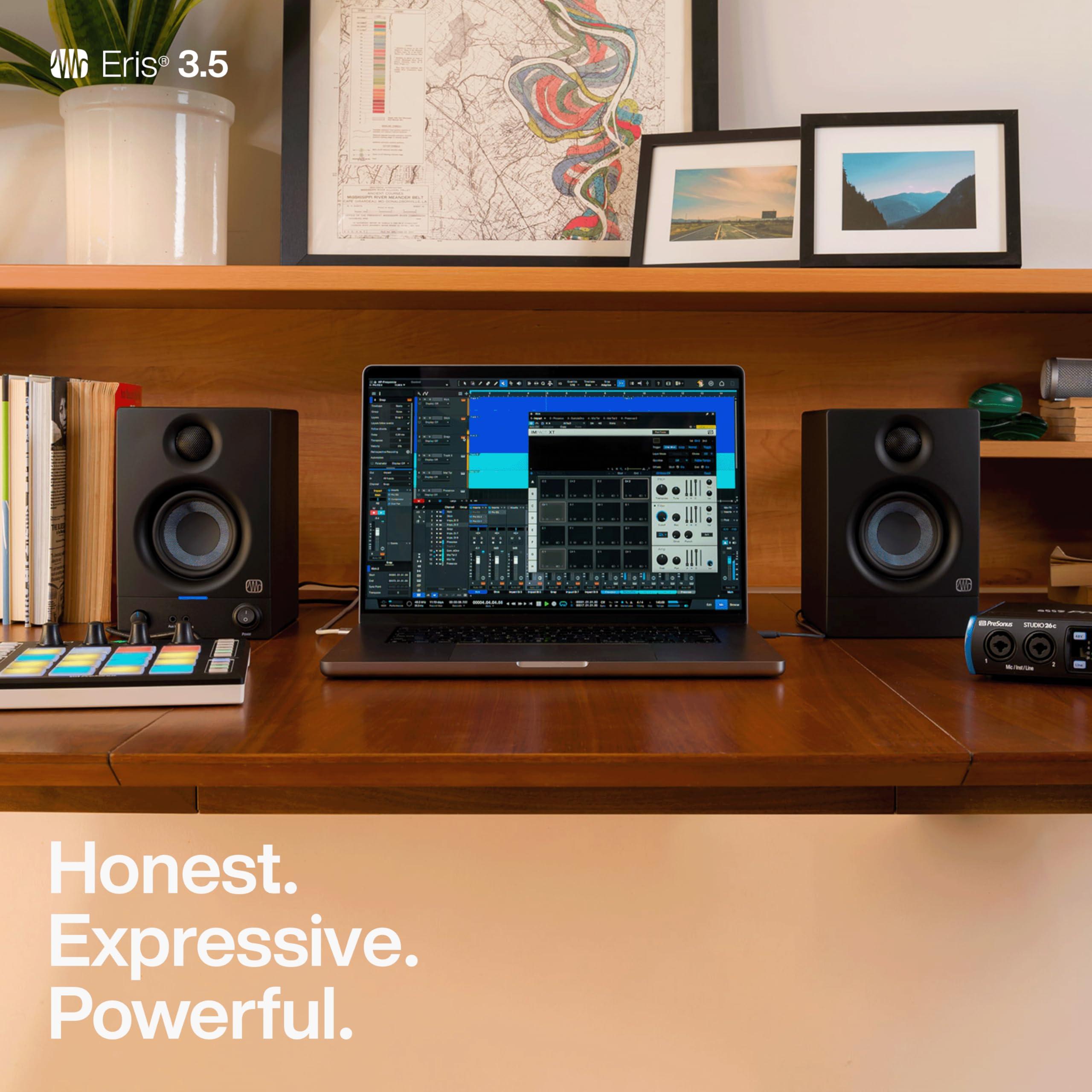 PreSonus Eris 3.5 Studio Monitors, Pair — Powered, Active Monitor Speakers for Near Field Music Production, Desktop Computer, Hi-Fi Audio - Image 2