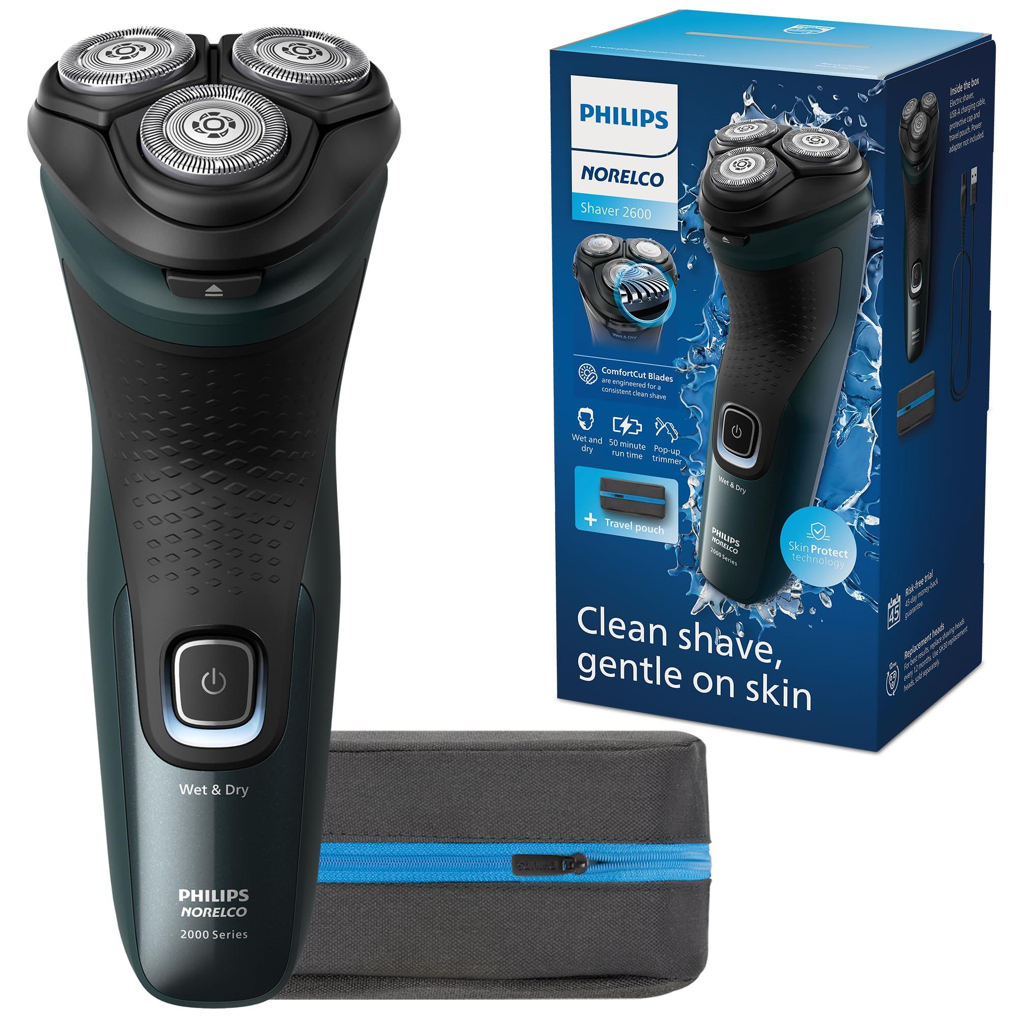 Philips Norelco Shaver 2600 Series, Wet and Dry Electric Shaver, Pop-up Trimmer, P-Cap, Travel Pouch, Dark Forest Green, Model X3052/91 - Image 1