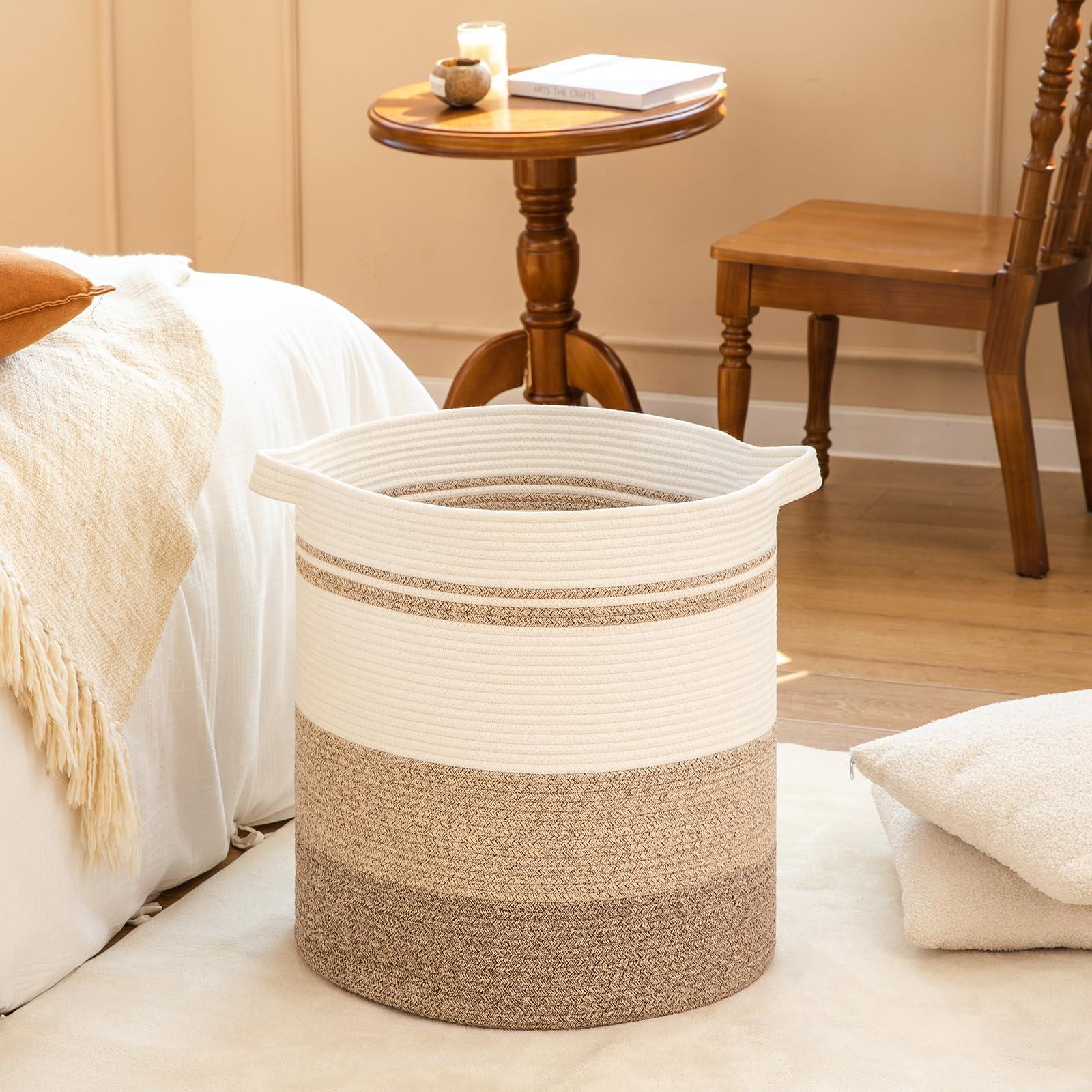 OIAHOMY 80L Laundry Baskets Hamper with Handles,Decorative Basket for Living room,Woven Storage Basket for Toys Bin,Pillows, Blankets,Clothes-20x18in-Gradient Yellow - Image 6