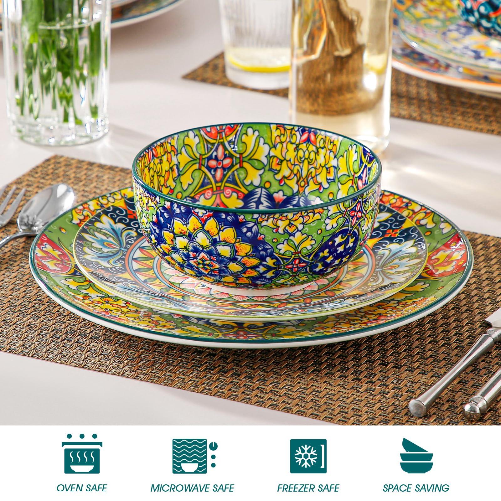 vancasso Cereal Bowls Set of 6, Bohemian Ceramic Soup Bowls, 28 oz Colorful Bowls Set for Kitchen, Dishwasher & Microwave Safe for Salad, Pasta, Rice, Oatmeal, Fruit - Image 4