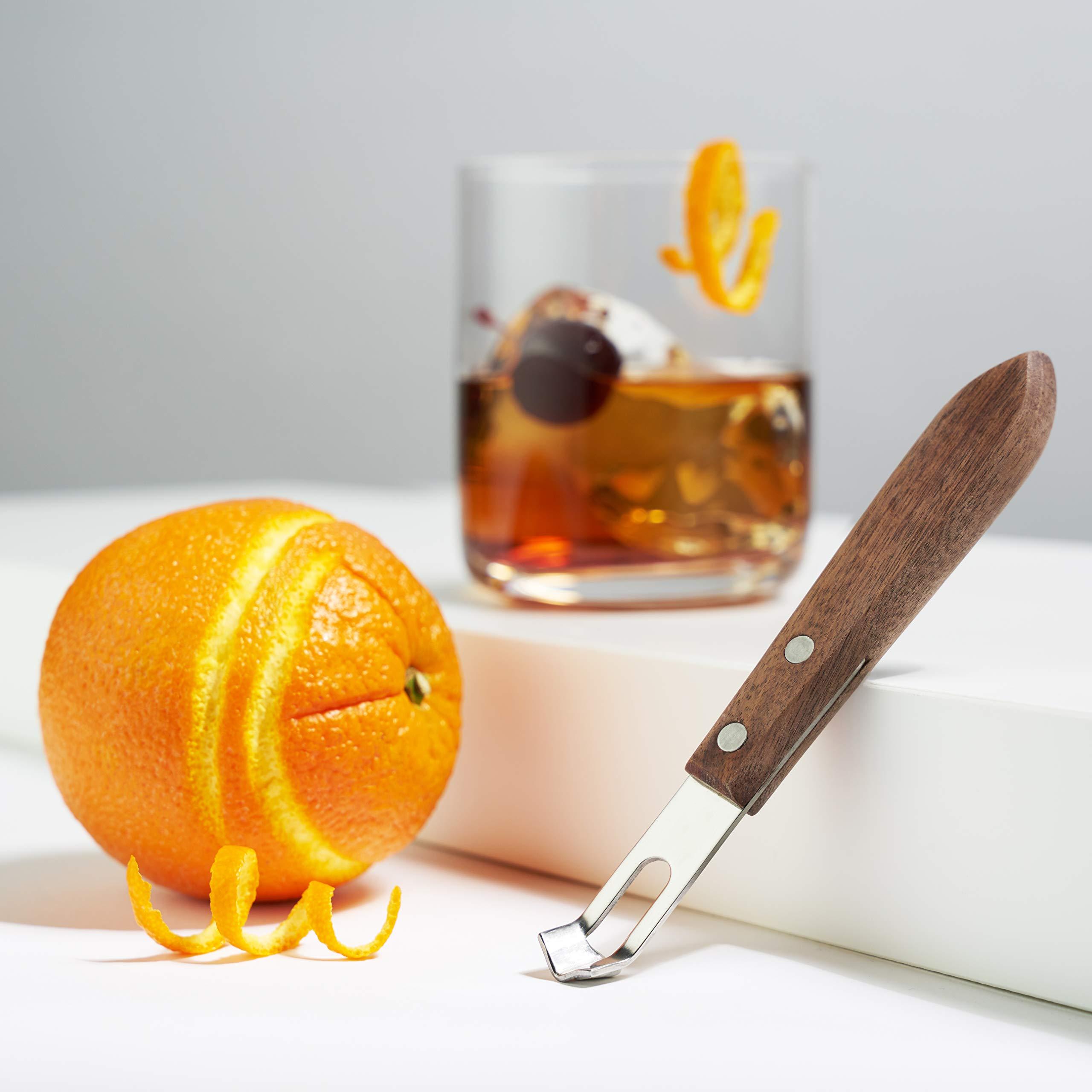 Viski Channel Knife, Citrus Zester and Orange Peeler Tool, Walnut Wood and Stainless Steel Bar Tool for Cocktail Garnishes, Perfect for Home Bars, Craft Cocktails and Bartender Gifts, Set of 1 - Image 6