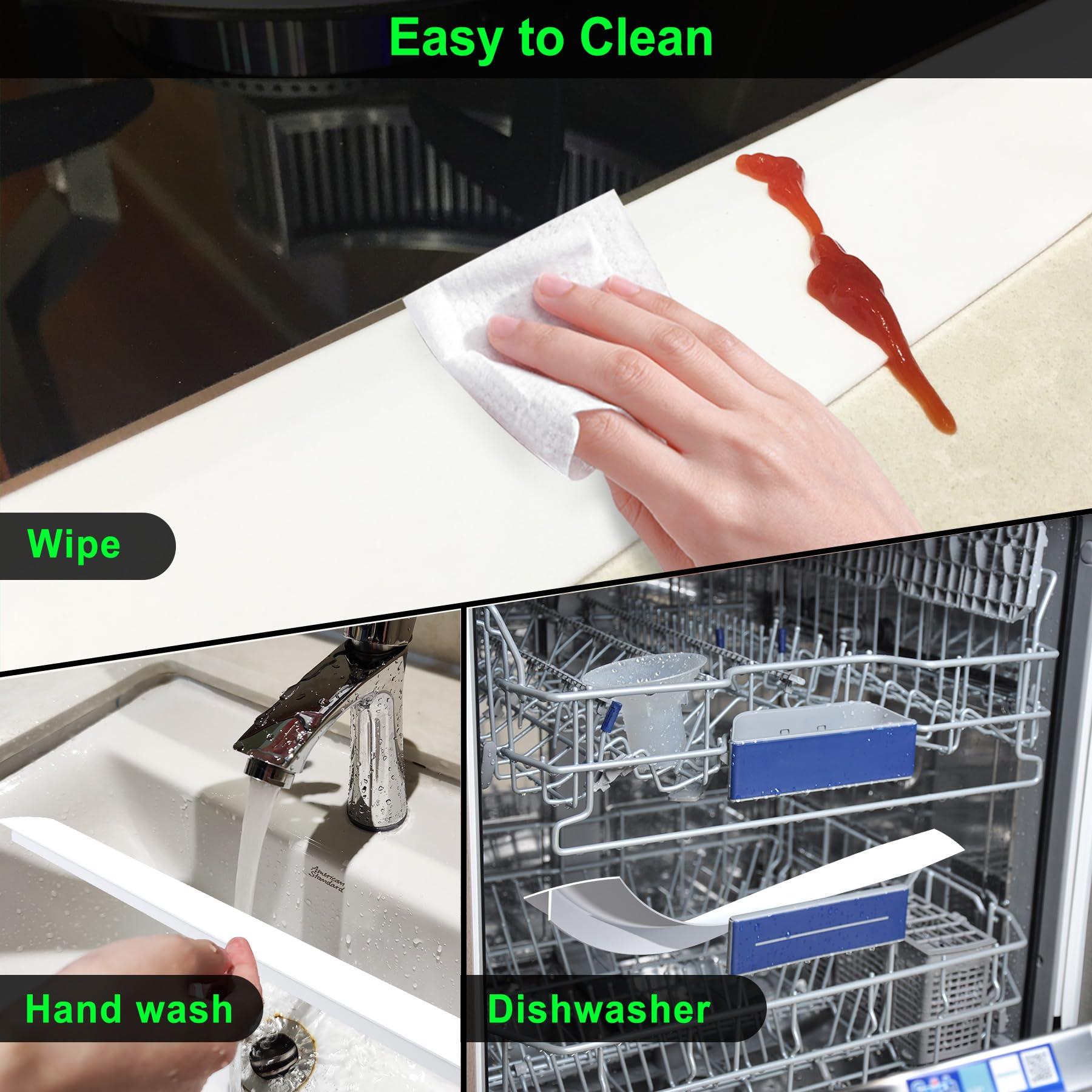Silicone Stove Counter Gap Cover Kitchen Counter Gap Filler by Kindga 25" Long Gap Filler Sealing Spills Between Kitchen Appliances Washing Machine and Stovetop, Set of 2 (White) - Image 6