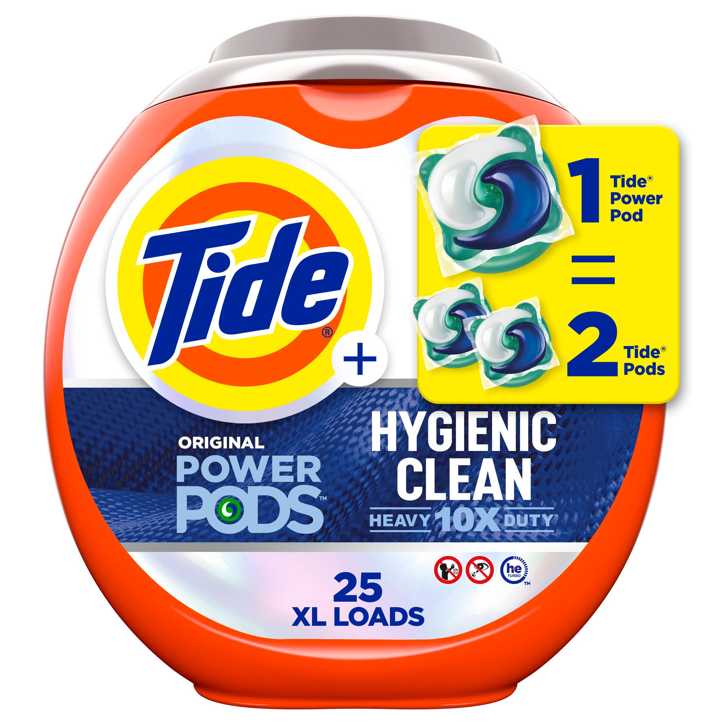 Tide Hygienic Clean Heavy 10x Duty Power PODS Laundry Detergent Pacs, Original, 25 count, For Visible and Invisible Dirt