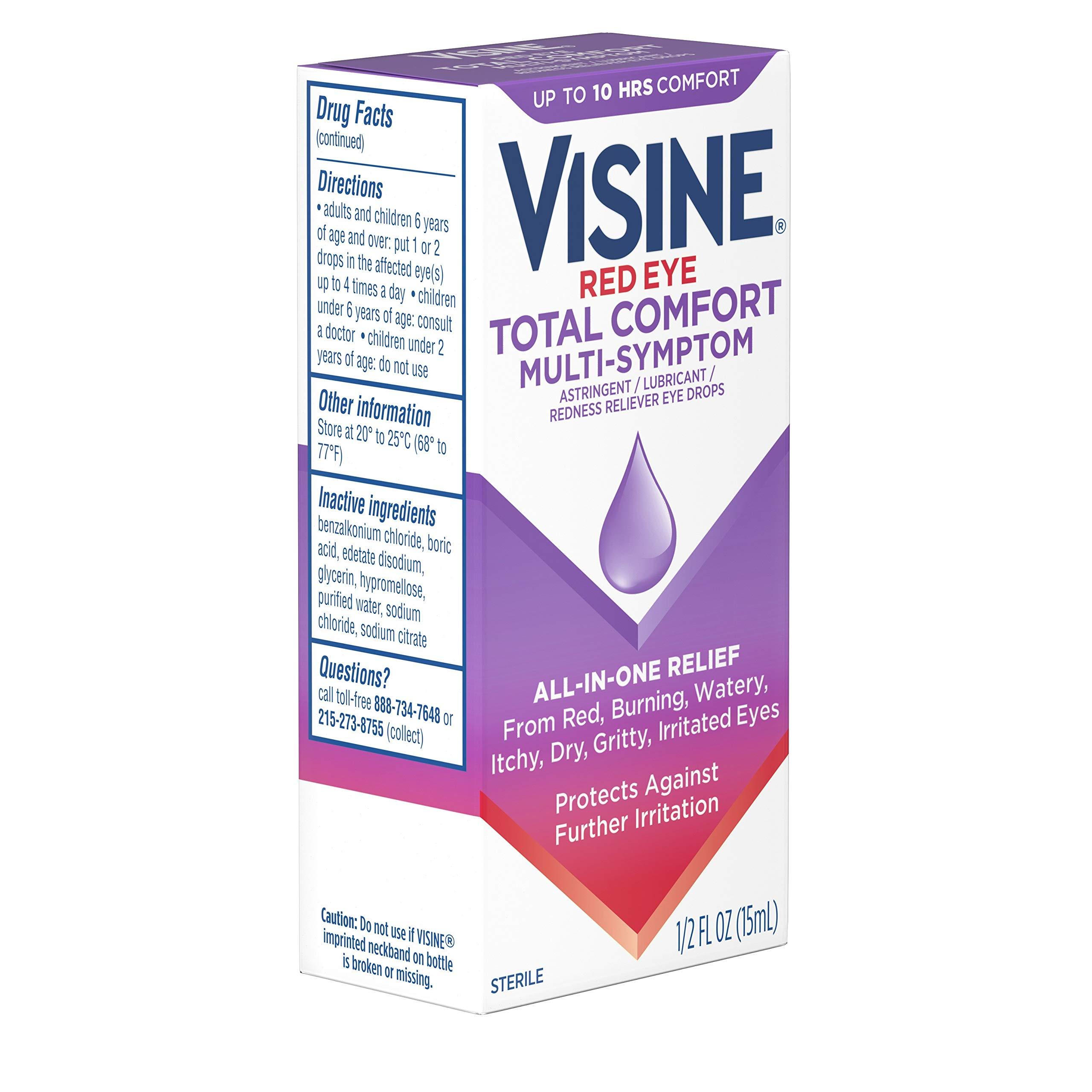 Visine Multi-Symptom Eye Drops - Astringent, Lubricant & Redness Reliever for Irritated, Dry, Red Eyes - 0.5 fl. oz - Image 10