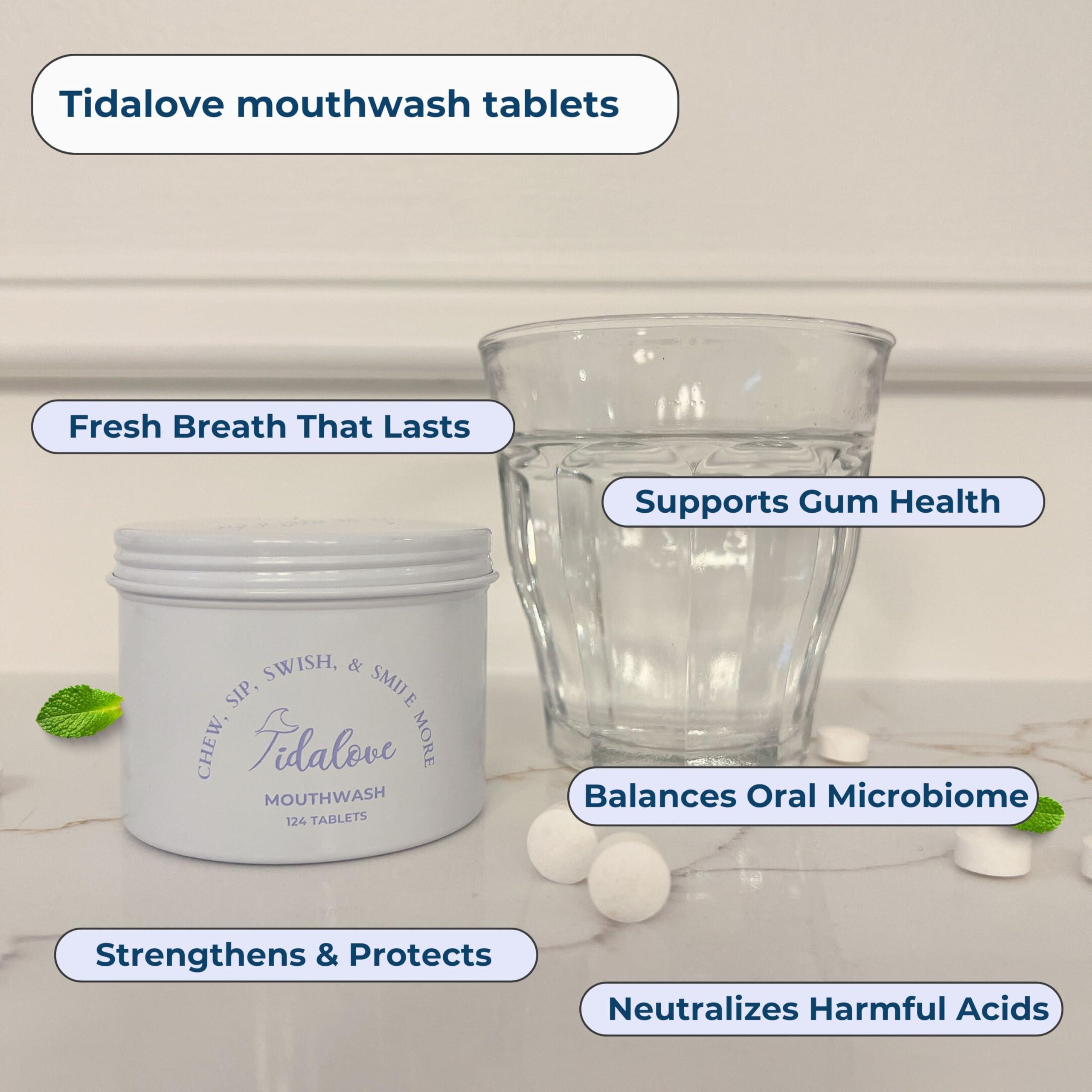 Tidalove Mouthwash Tablets - Alcohol-Free, Eco-Friendly, Travel-Friendly, with Nano-HA & Green Tea for Fresh Breath and Enamel Protection - 124 Tablets (Tin) - Image 7