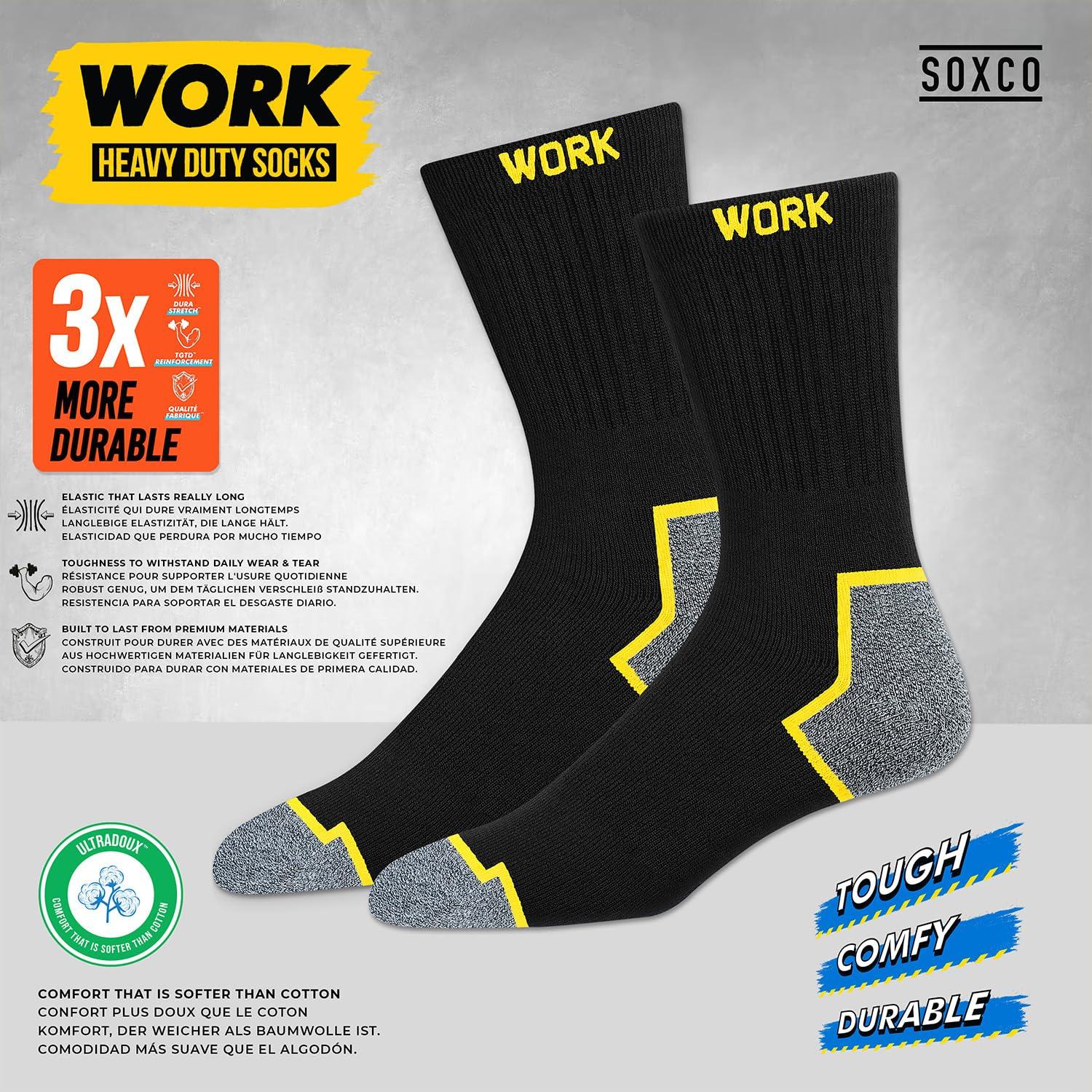 SOXCO WORK Socks for Men Crew Length Black Socks 10 Pairs - Image 4